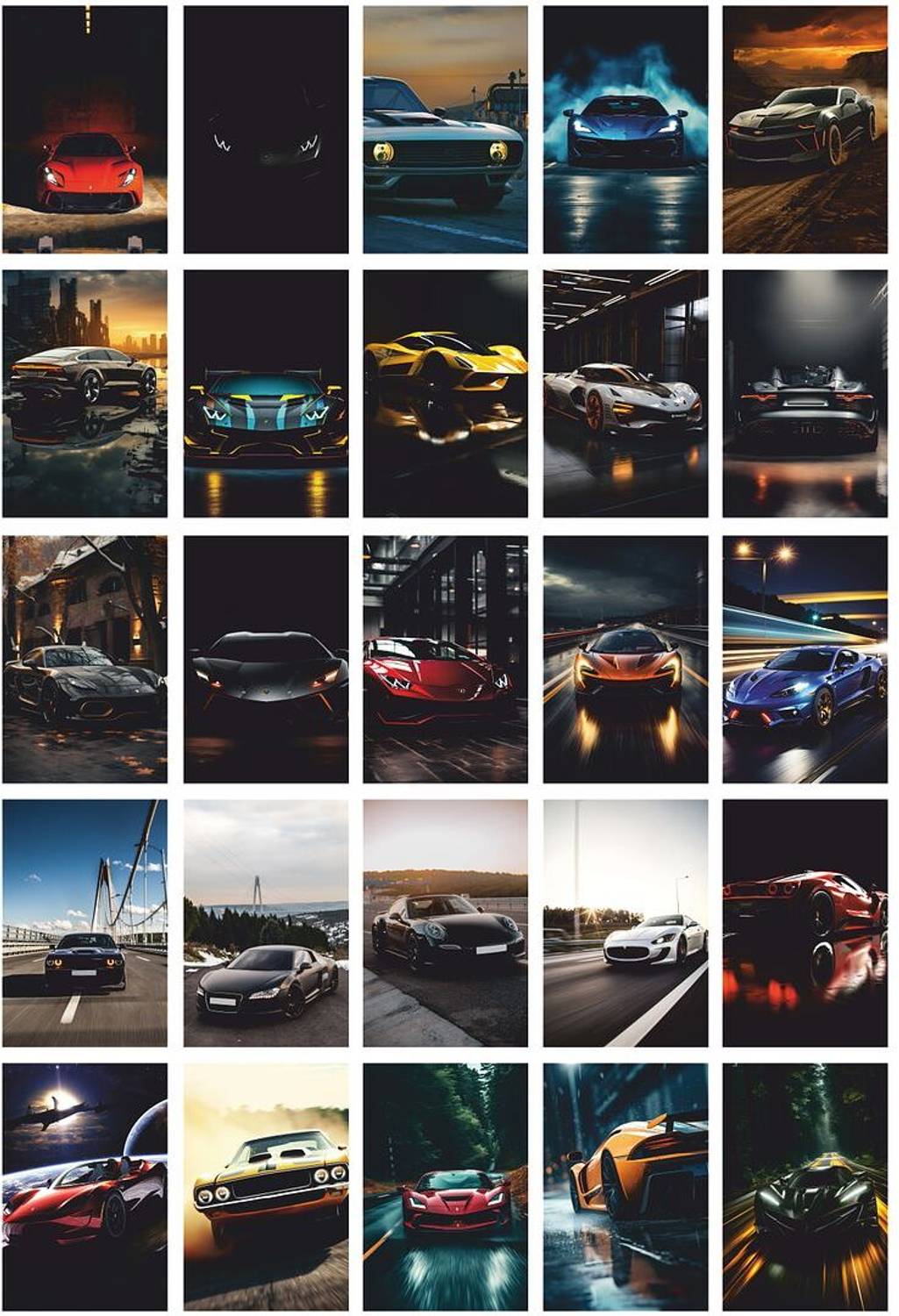 25pcs Attractive Cars on Collage Kit Posters with Double Sided Tape-124 Paper Print