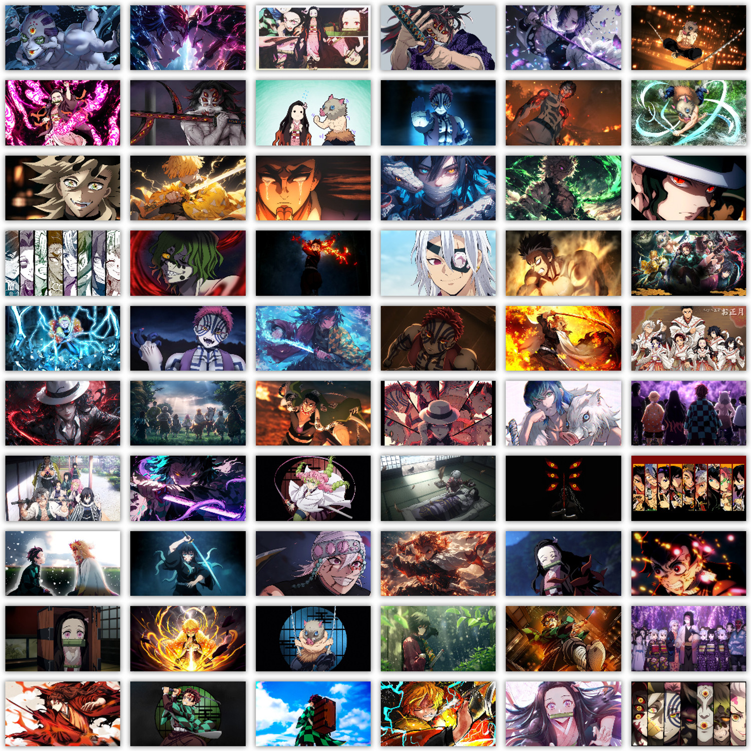 Image of Pack of 60 Demon Slayer: Kimetsu no Yaiba Anime Aesthetic Wall Collage kit Posters | Posters for Wall Decoration | Wall Art For Bedroom, Office, Living room, Dorm room Photographic Paper