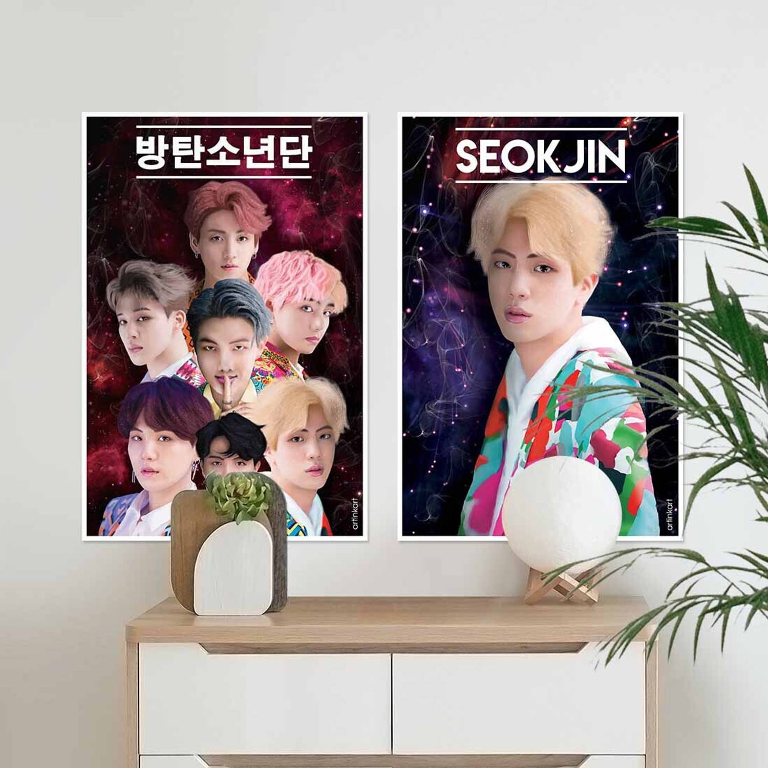 Posters Combo Set of 2 BTS Group Jin Seokjin KPOP Wall Posters