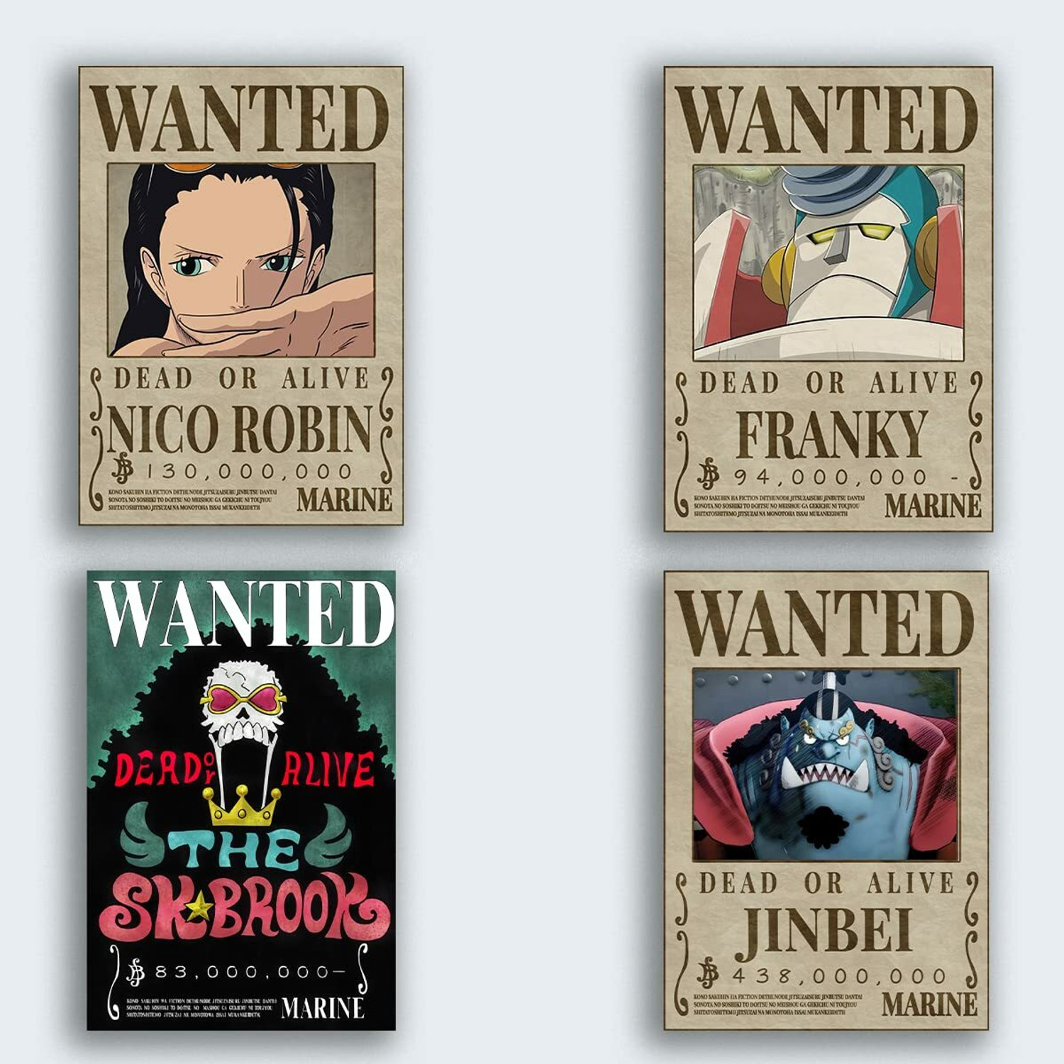 Image of Pack Of 10 One Piece straw hat pirates wanted poster Luffy Gear 5 Size 8X10 inch AniME Poster Fine Art Print