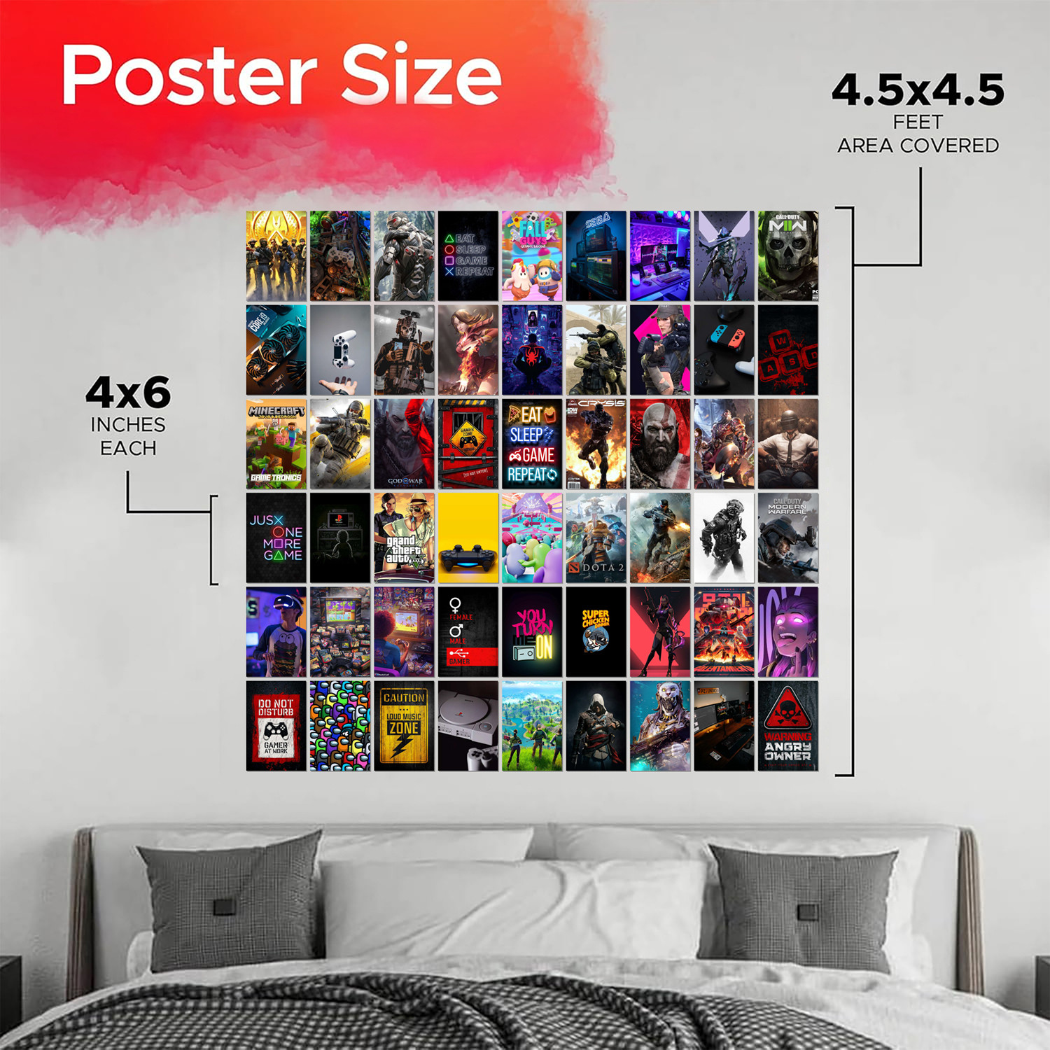 Image of Cyber Gaming Aesthetic Poster Set 54 pcs size 4 x 6 cm - Sci-Fi Gamer Wall Decor Paper Print