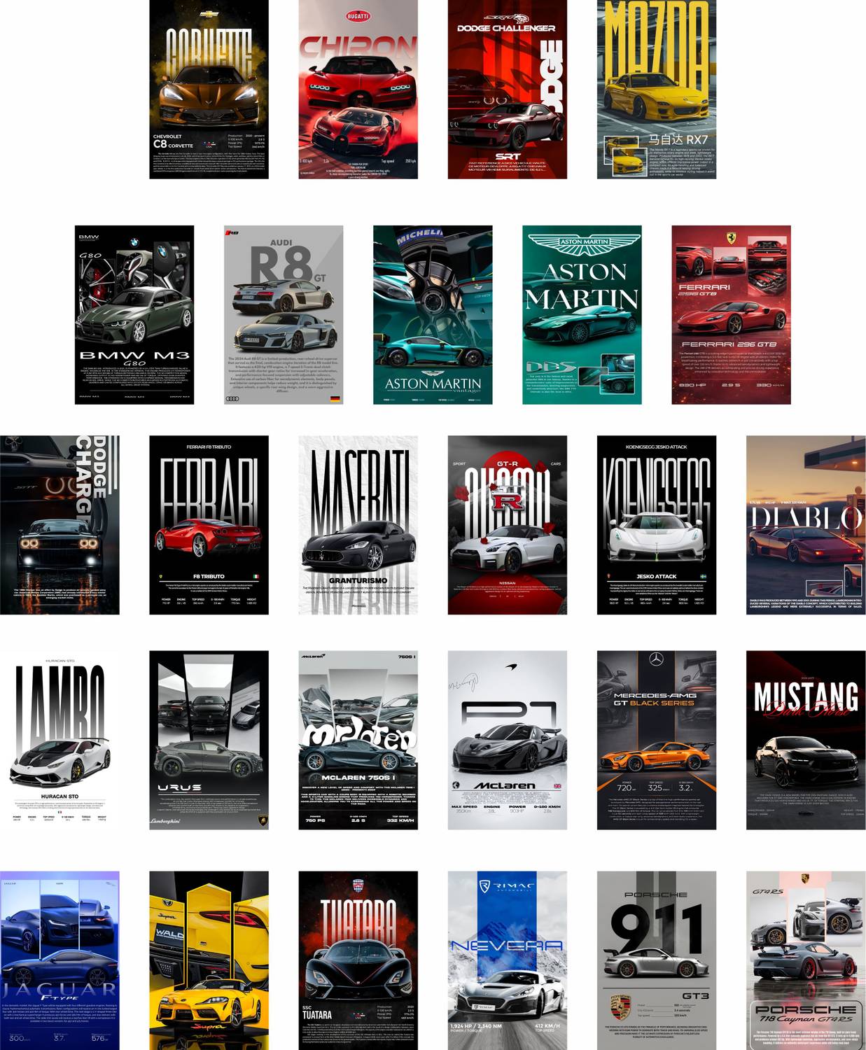 KulArt Car Poster Pack of 27 - Image 1
