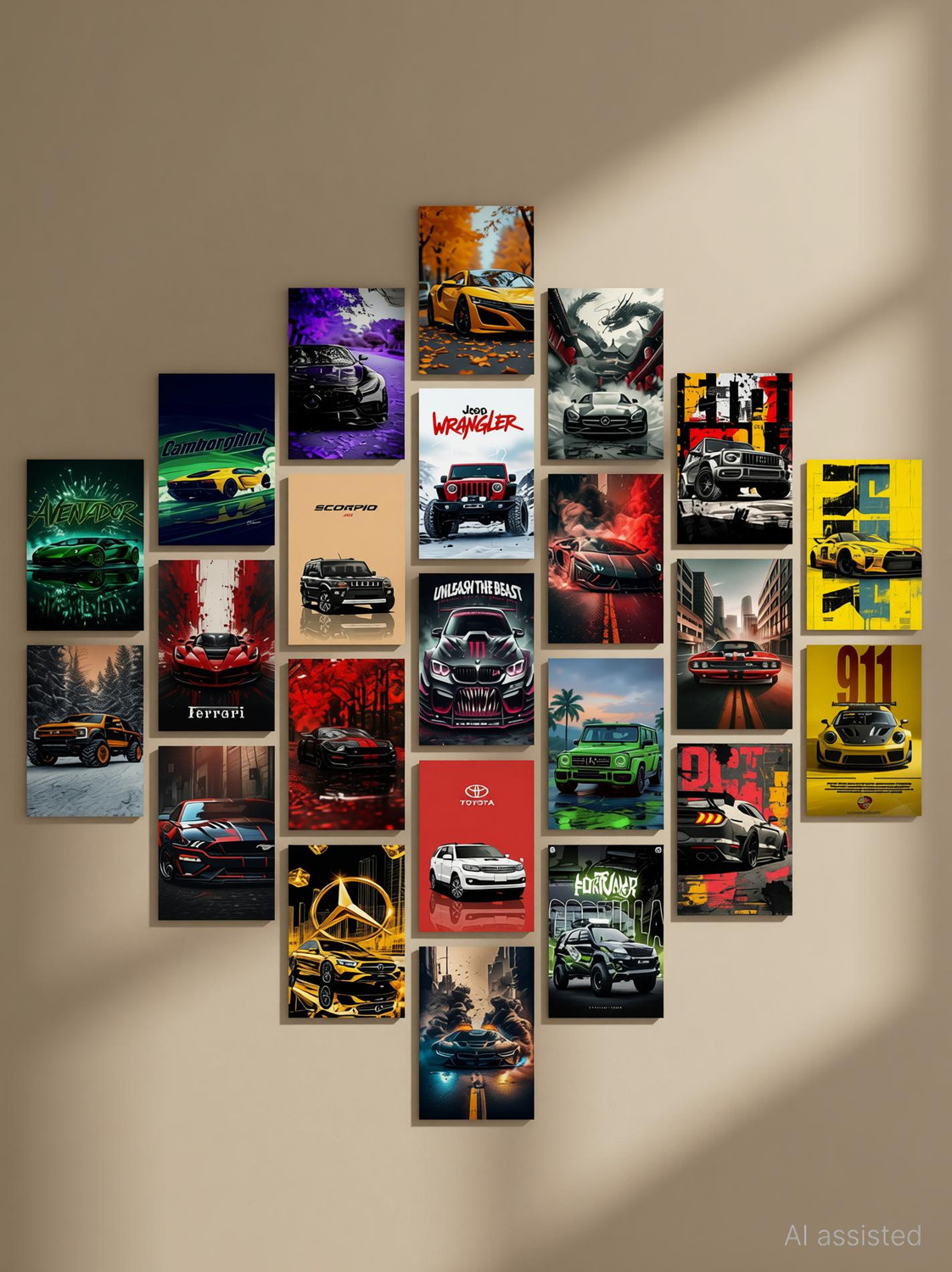 Image of Pack of 23 Car Wall Collage Kit Posters | Posters for Wall Decoration | Wall Art For Bedroom, Office, Living room, (6 inch X 4 inch) Vinyl