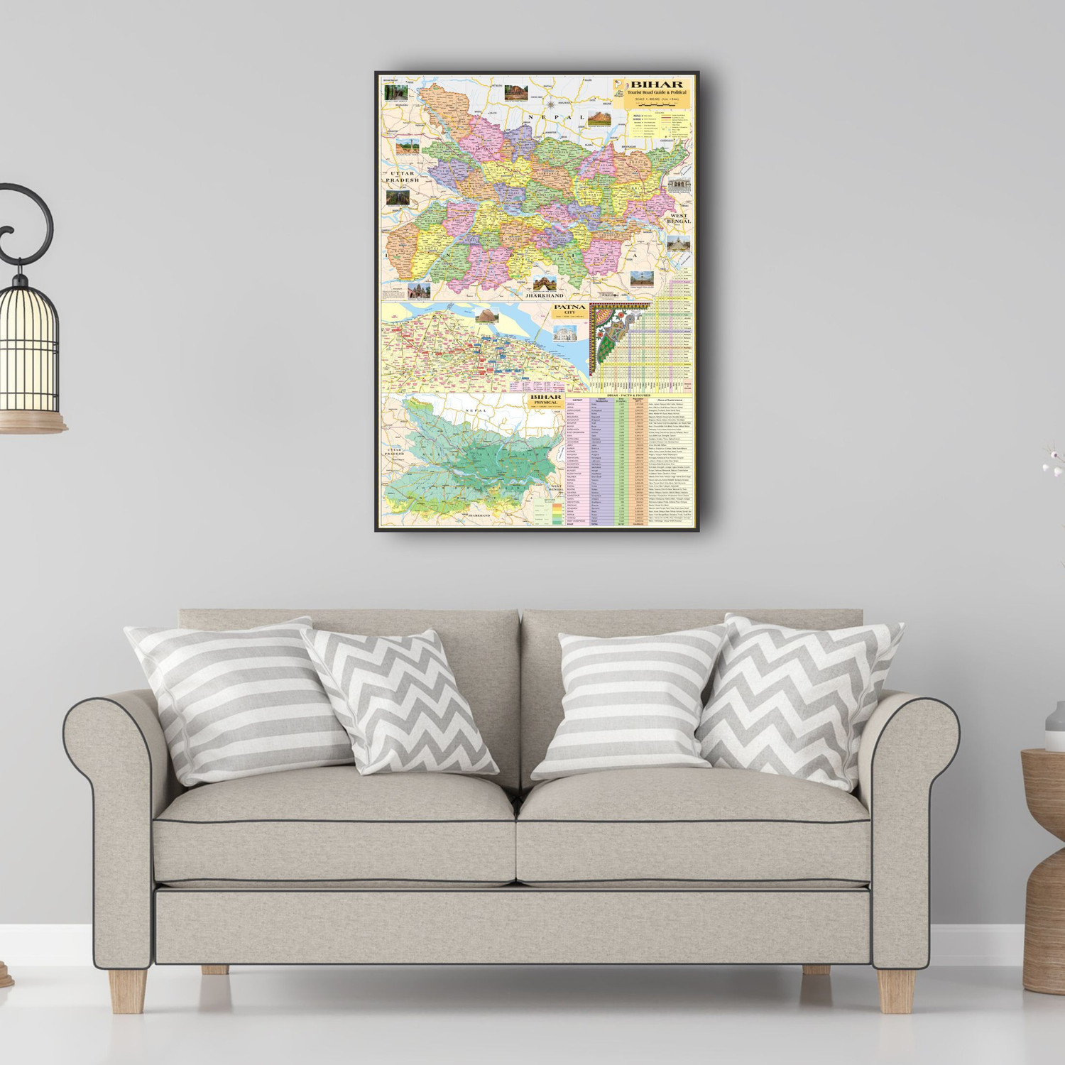 Image of Bihar State Map in English Language. Size : 40 inchx28 inch inch (100x70Cm). In English Language With Important Fact and Figure. Ideal Map For Student and Aspirant of UPSC , PCS , SSC , RAILWAY Exam and Other Competitive Exam. Updated Map. Paper Print (40 inch X 28 inch) Paper Print