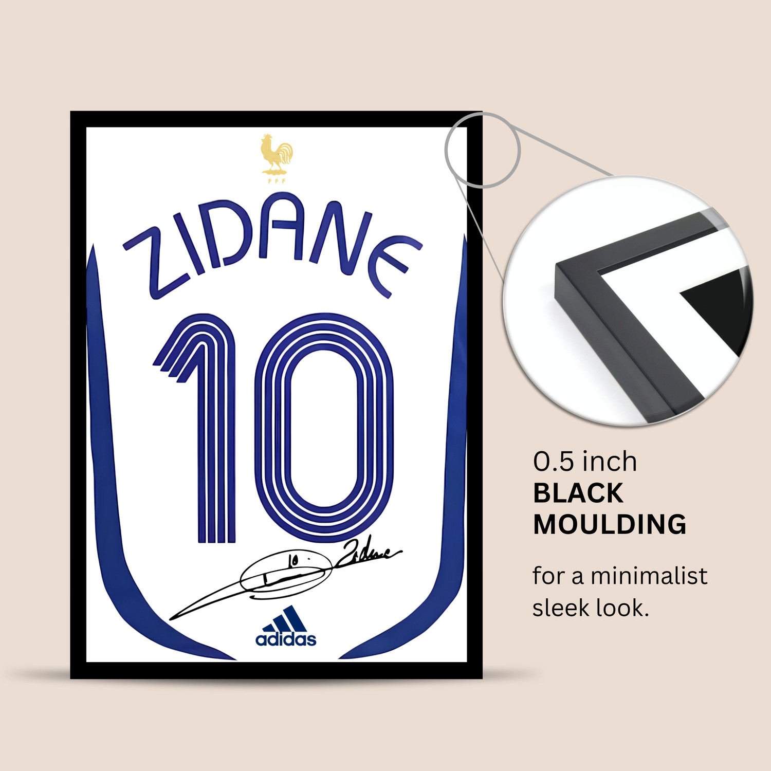 Image of Zinedine Zidane Wall Poster Frames | 8x12 inch | World Cup special signed Jerseys Series | Hanging Wall Artwork Frames for Living Room, Bedroom, Office Photographic Paper