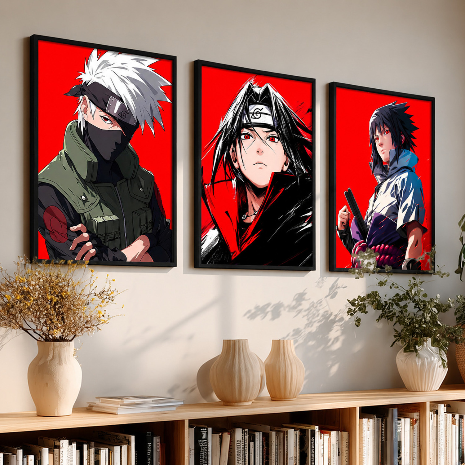 Image of Japanese Anime framed posters for wall decor for gaming room bedroom set of 3 Fine Art Print