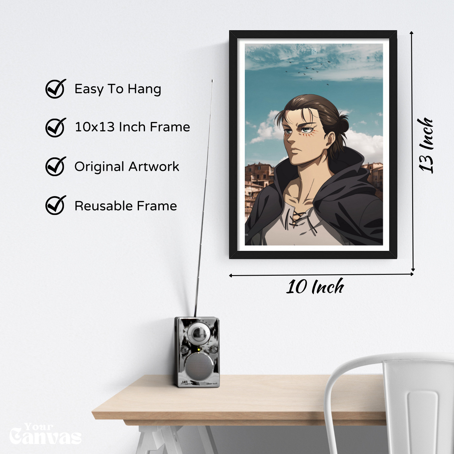Image of Eren Yeager Poster | AOT Framed Poster | Anime Paper Print