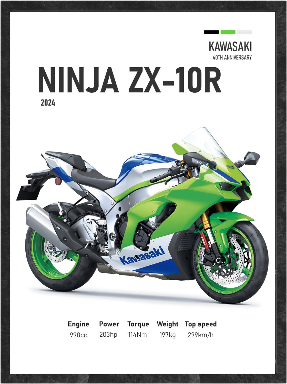Kawasaki Ninja ZX-10R Photo Frame 3D Poster - Art & Paintings