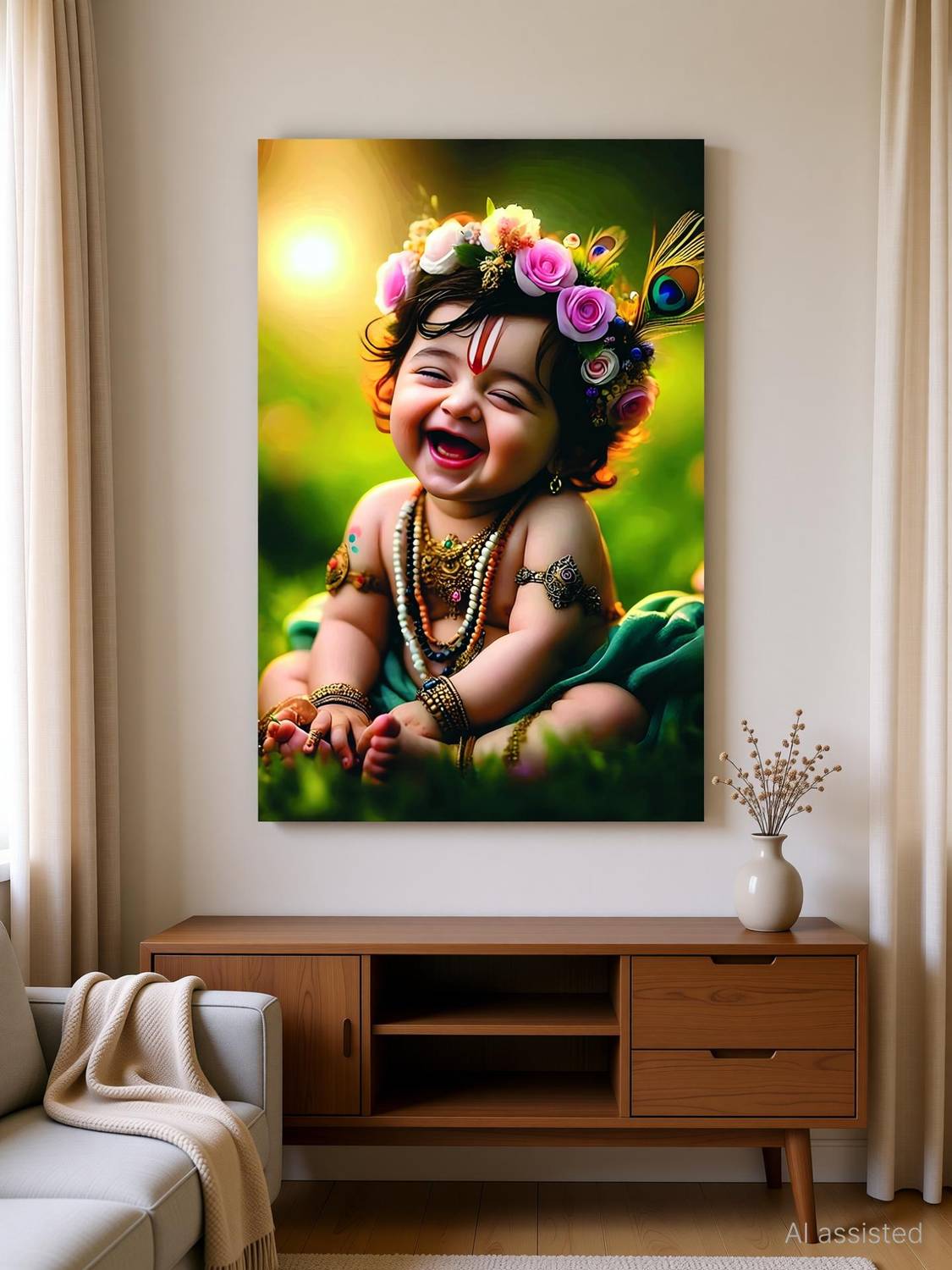 [ Baby Krishna Ji ] Photo Poster for Pregnant Women | 300 GSM Premium Glossy Paper Full HD Wall Poster for Room, Pooja Room & Mandir Décor | Pack of 1 Paper Print