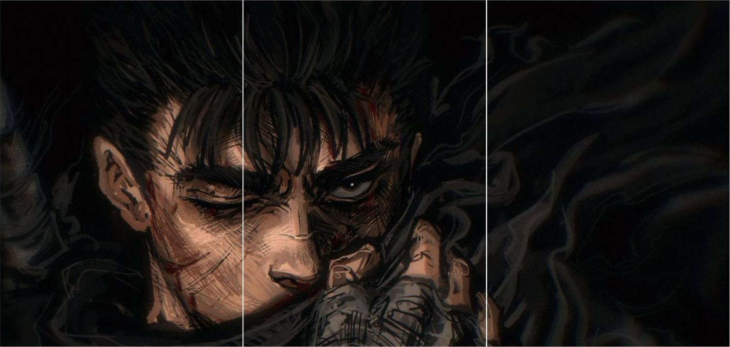 Berserk Split Poster of Guts | Premium HD Anime Wall Art | Dark Fantasy Aesthetic | 300 GSM Thick Print for Bedroom, Living Room & Gaming Setup Décor Paper Print