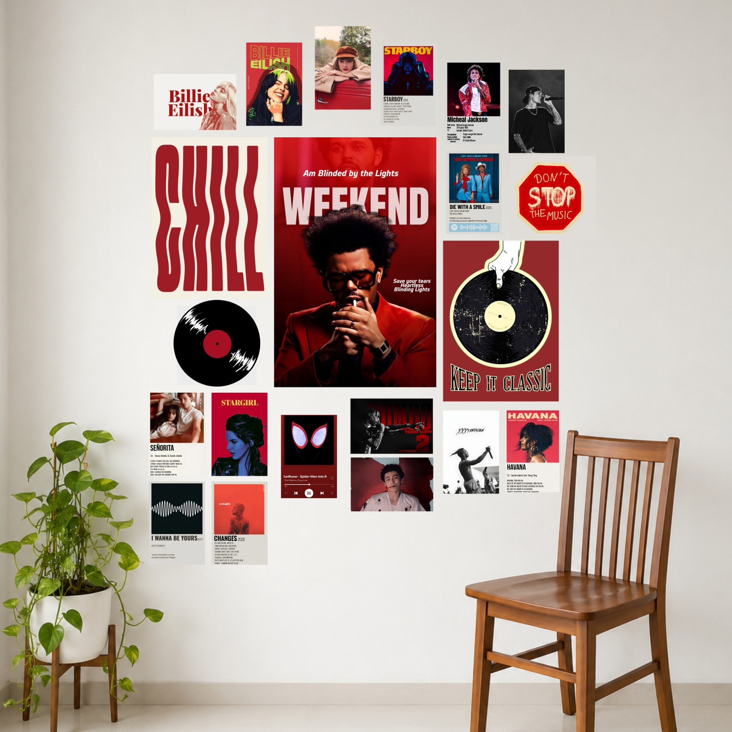 Image of 21 PCS Music Aesthetic Wall Poster Set | Mix Size | Album Cover Wall Collage Kit | Premium Bedroom Room Decor Photographic Paper