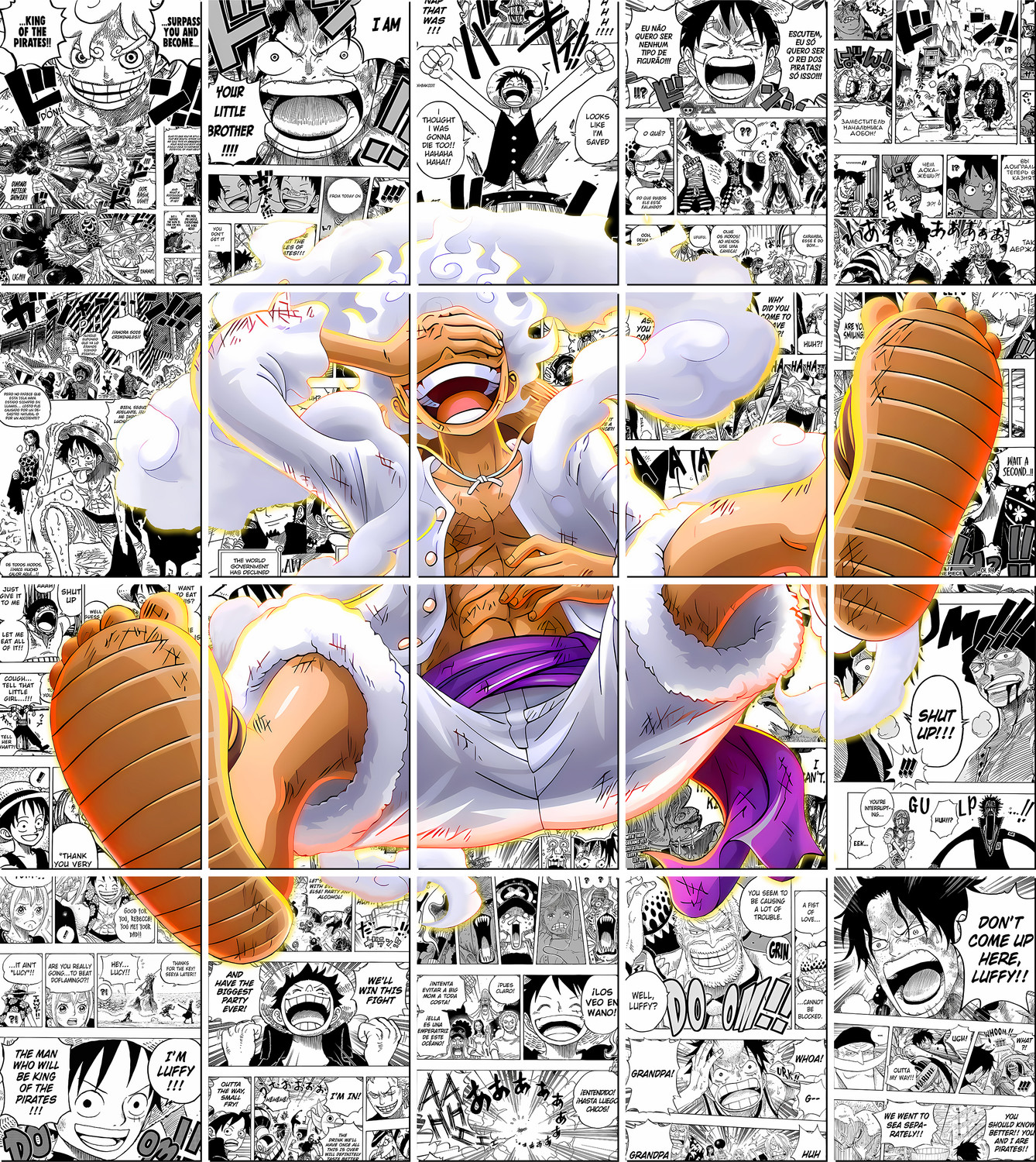 Image of Pack of 20 One Piece Monkey D. Luffy Manga Posters | A4 Size | With Glue Dots Fine Art Print