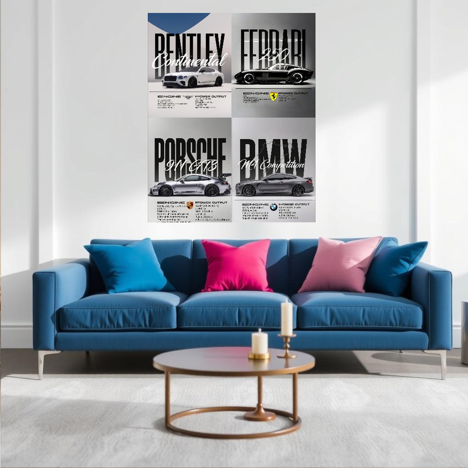Image of Uratech 8 inch Luxury & Sporty Wall Art Prints Car Wall Posters Self Adhesive Sticker