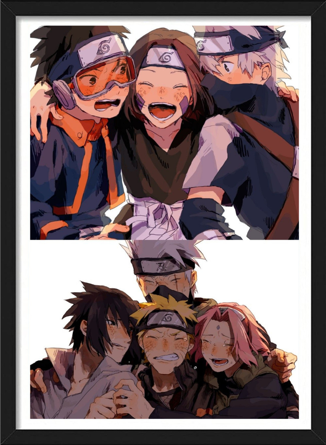 Image of Team 7 | Naruto x Sasuke x Sakura | Kakashi x Obito x Rin | Naruto Framed Poster | Anime Paper Print