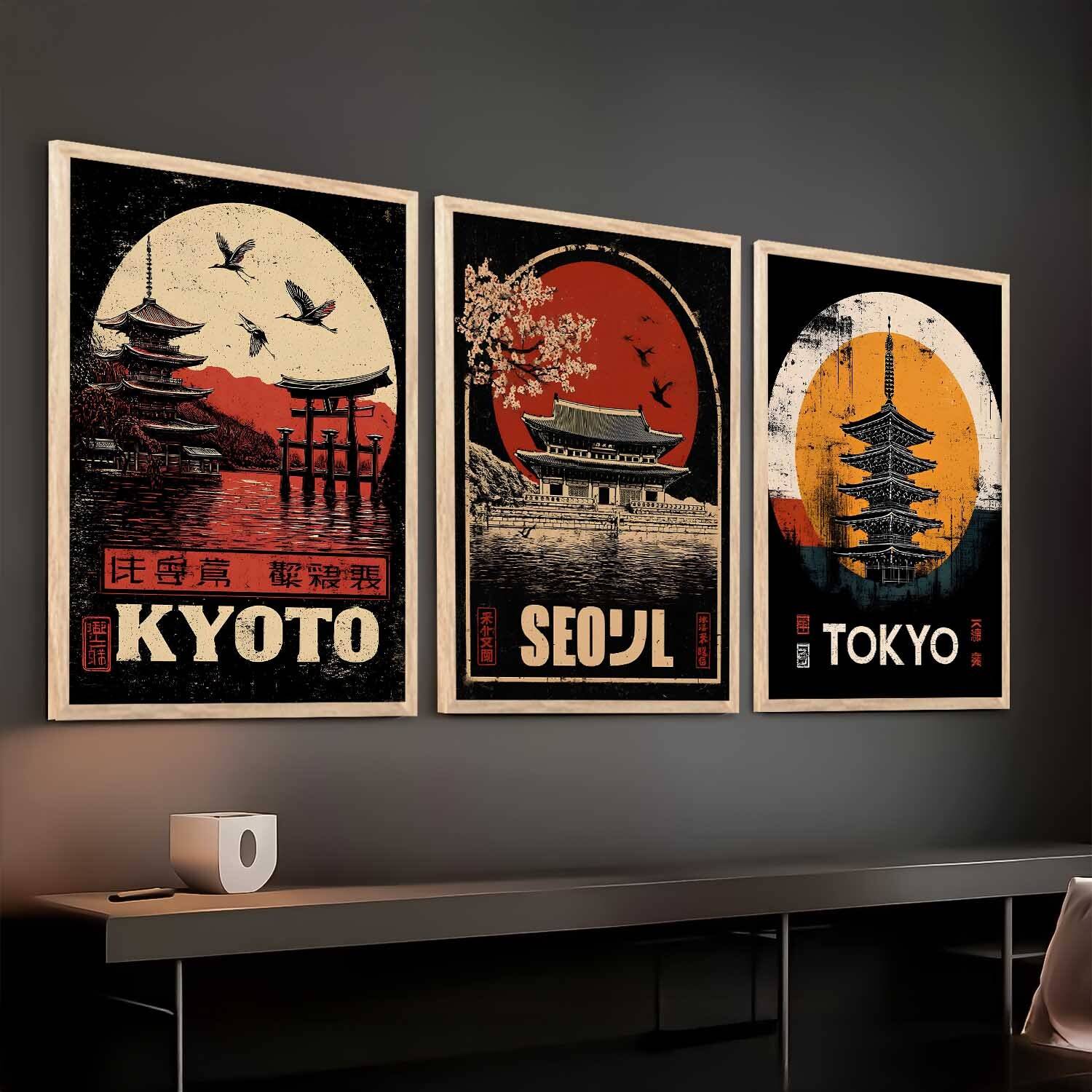 Japanese City View Wall Framed Posters | Aesthetic Japan Theme