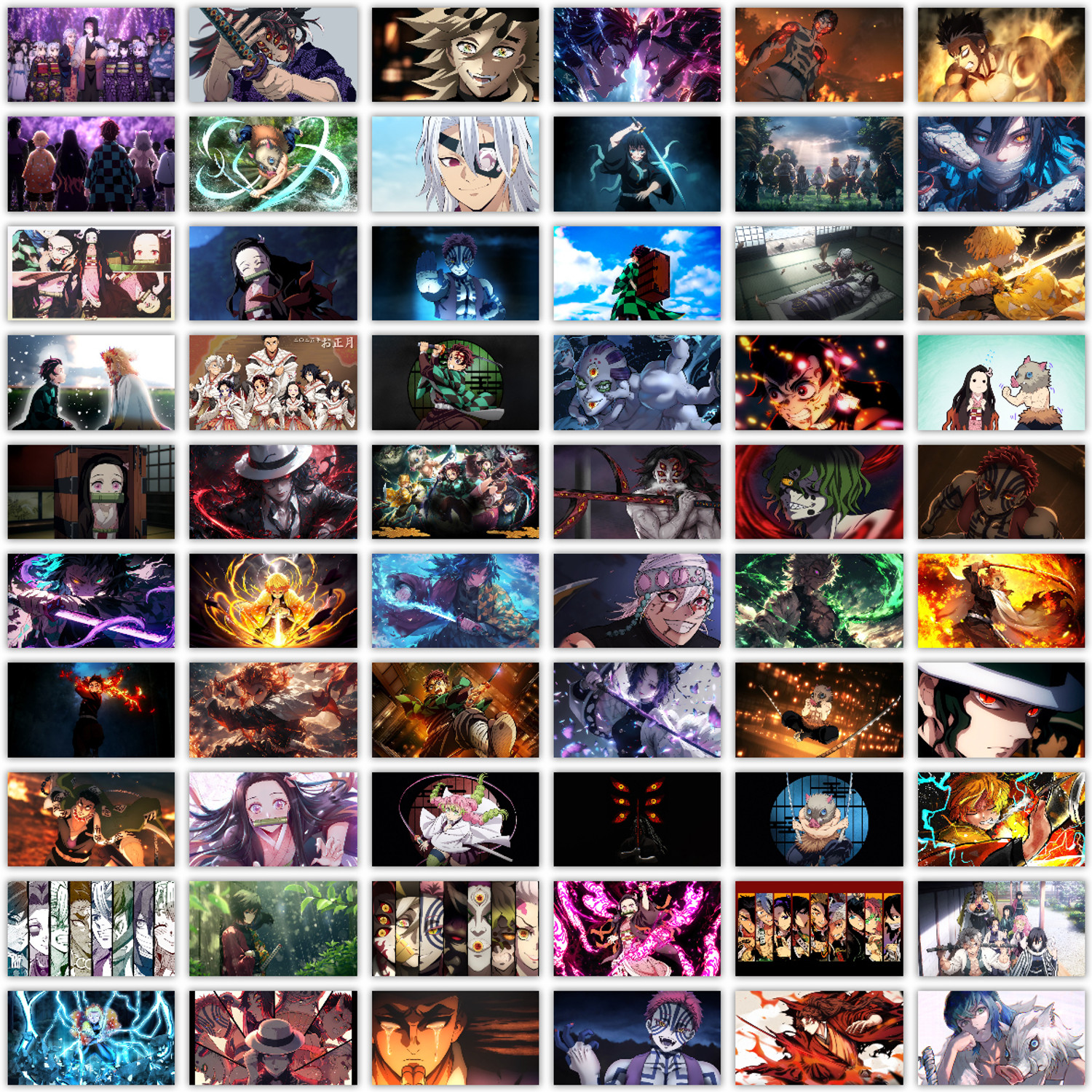 Image of Pack of 60 Demon Slayer: Kimetsu no Yaiba Anime Aesthetic Wall Collage kit Posters | Posters for Wall Decoration | Wall Art For Bedroom, Office, Living room, Dorm room Photographic Paper