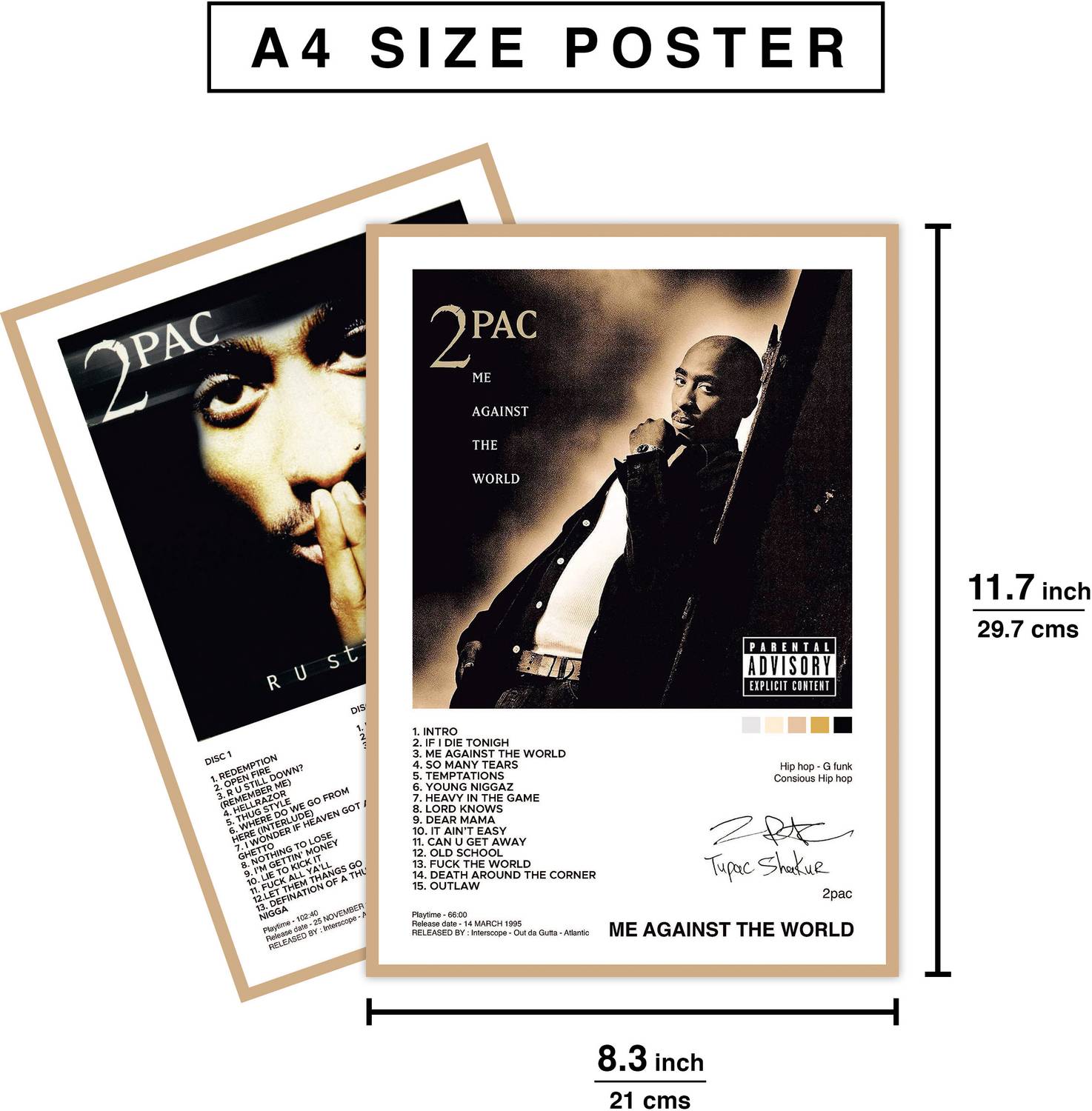 Pack of 6 - 2Pac Tupac Shakur Music Album Art Wall Posters 8x12