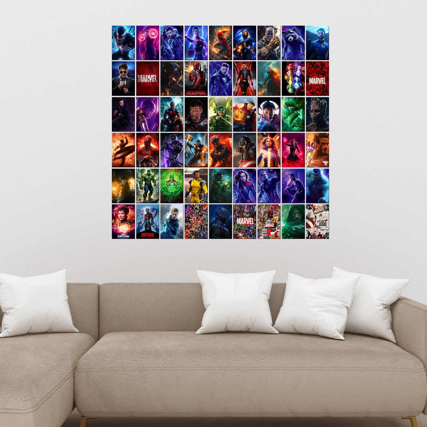 Image of Pack of 54 Marvel Superheroes Aesthetic Wall Collage kit Posters | Avengers's Posters for Wall Decoration | Wall Art For Bedroom, Office, Living room, Dorm room Fine Art Print