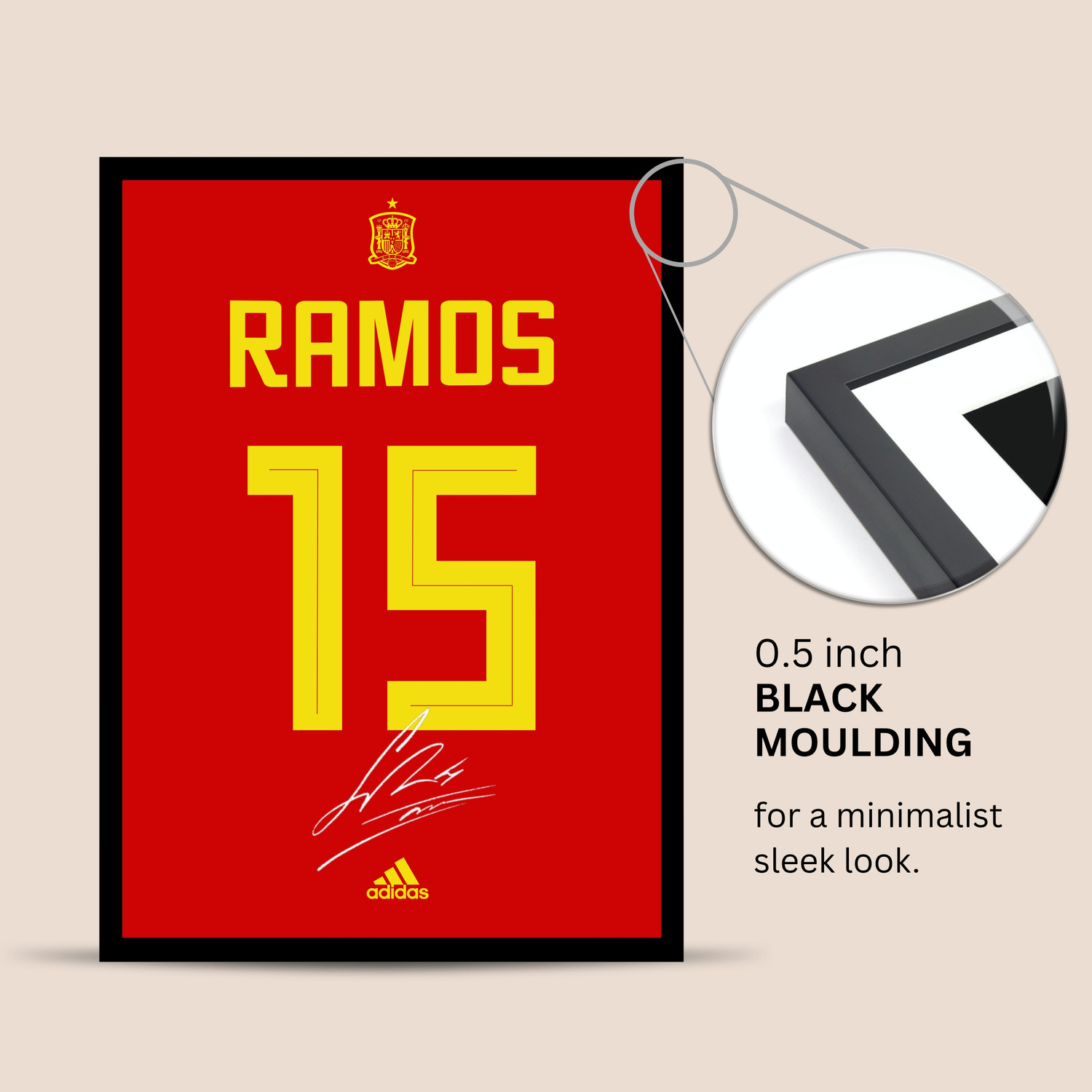 Image of Sergio Ramos Wall Poster Frames | 8x12 inch | World Cup special signed Jerseys Series | Hanging Wall Artwork Frames for Living Room, Bedroom, Office Photographic Paper