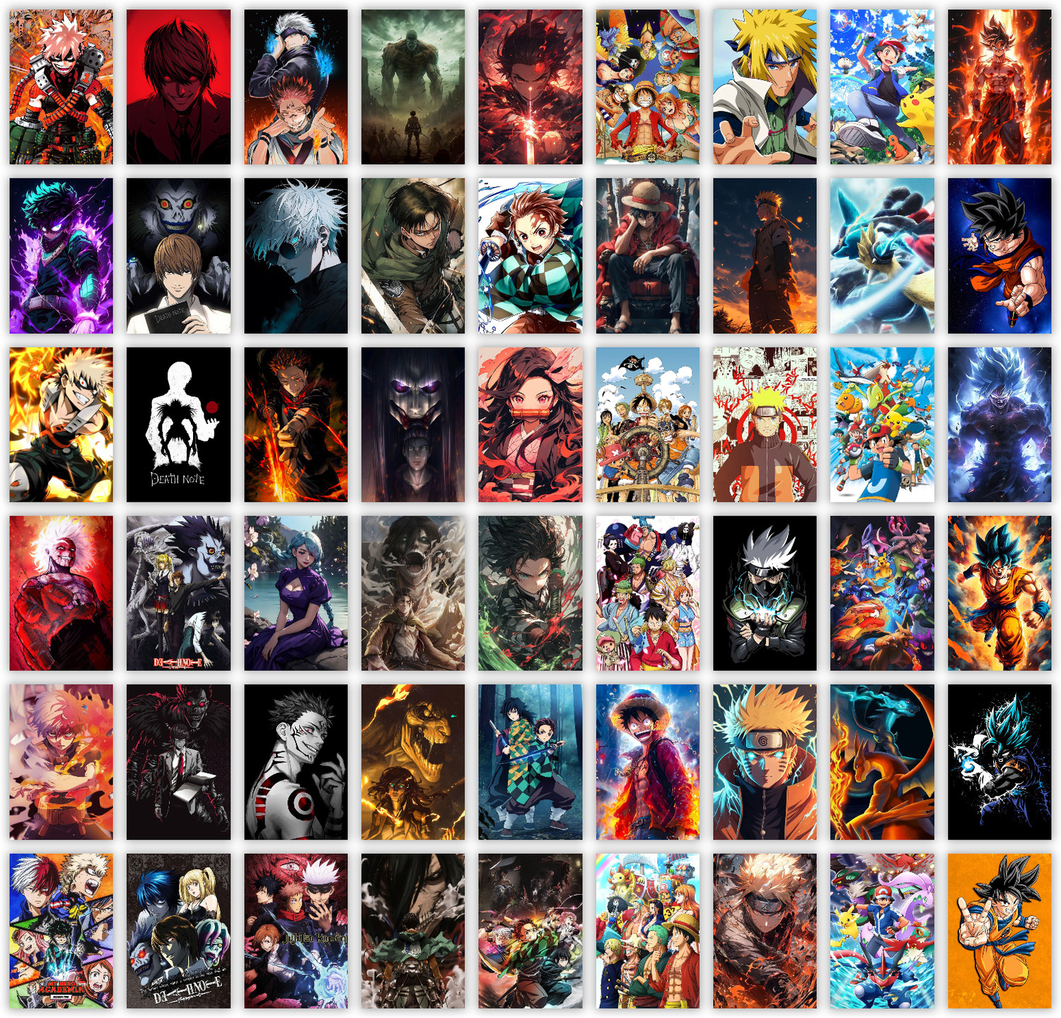 Image of Pack of 54 Anime Aesthetic Wall Collage Kit Posters | Posters for Wall Decoration | Wall Art For Bedroom, Office, Living room, Dorm room Photographic Paper