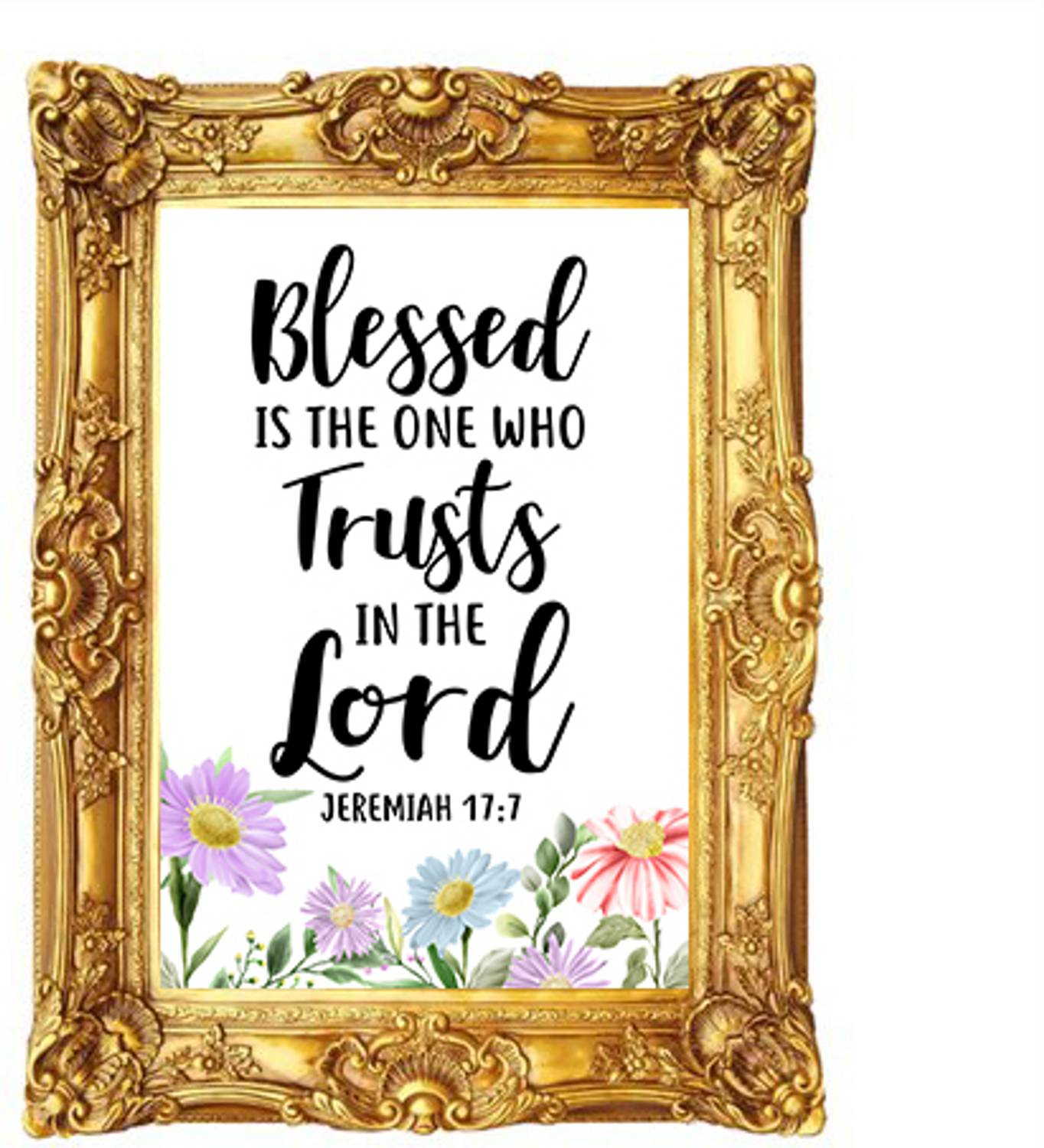 Blessed Is The One Who - Bible Verse Wall Photo Frame Wall Poster, Bible Quotes Print with Frame, Home, Office Decor, Bible Quotes Poster Framed Fine Art Print