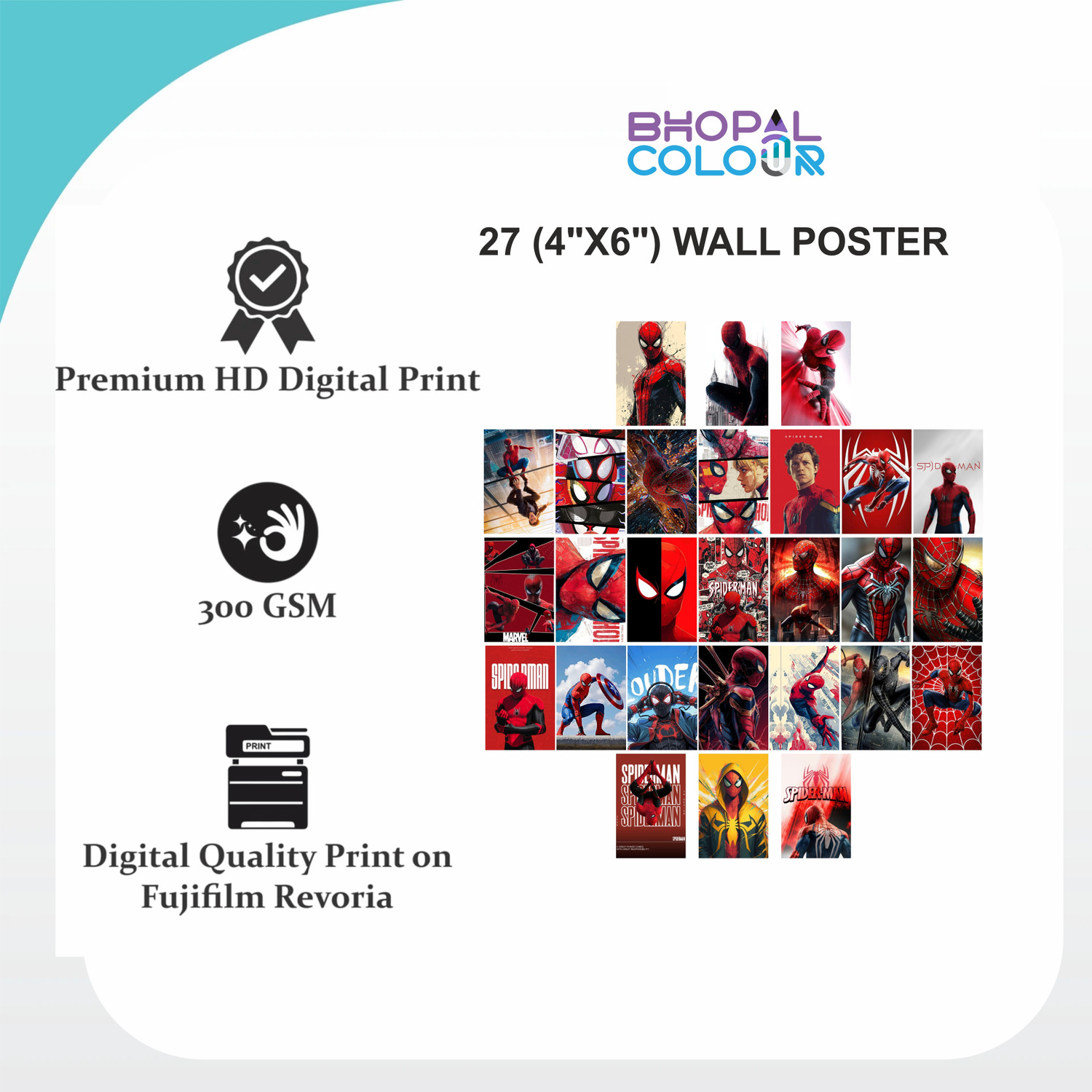 Image of Pack of 27 Spiderman Wall Collage Kit Posters | Posters for Wall Decoration | Wall Art For Bedroom, Office, Living room, (6 inch X 4 inch) Vinyl (6 inch X 4 inch, Envelope Packing Photographic Paper