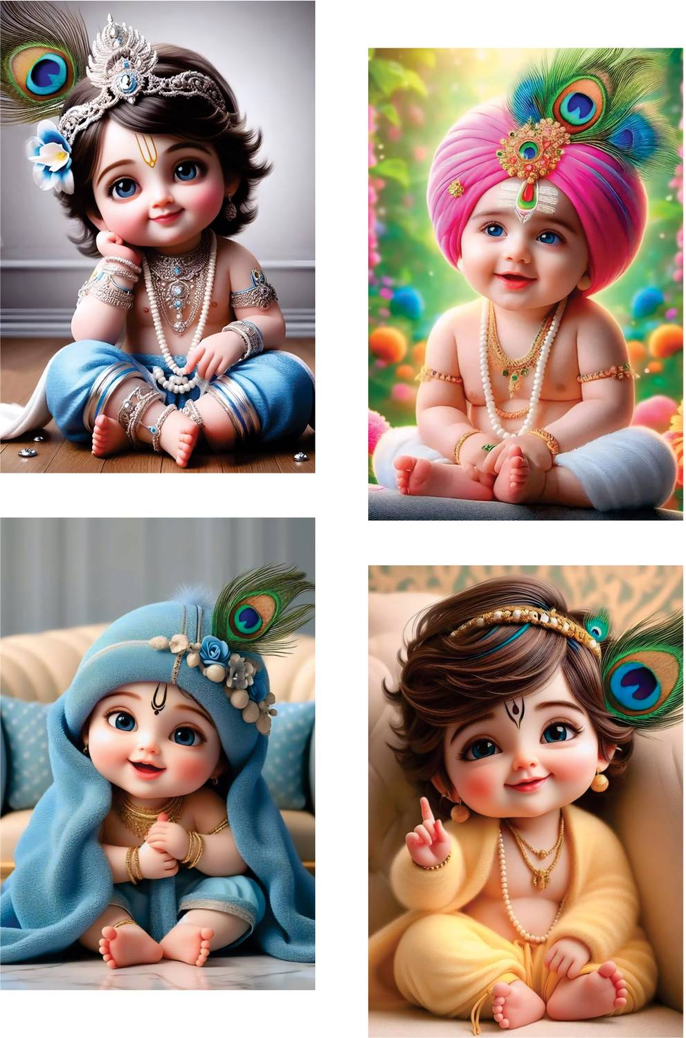 TRENDING ''Bal Krishna'' Poster For Pregnant Women | Religious Bal Krishna God Posters For Room, Living Room, Posters For Bedroom (Pack of 4) Fine Art Print