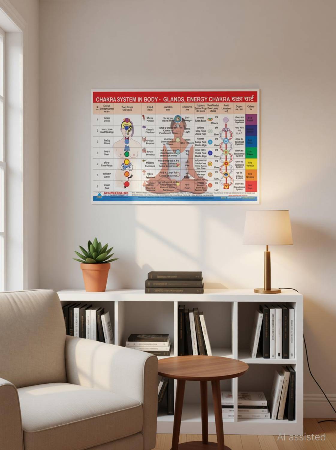 Chakra System Chart - Glands , Energy Paper Print