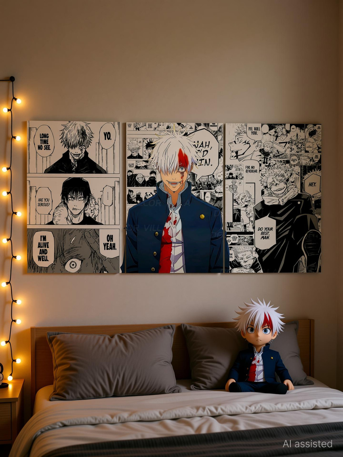 Image of Jujutsu Kaisen Gojo Satoru & Sukuna Manga Panel Poster Set - 3-Piece Premium Wall Art, 300 GSM Matte Finish, inchNah, I'd Win inch & Hidden Inventory Arc Collage for Anime Fans & Room Decor Photographic Paper
