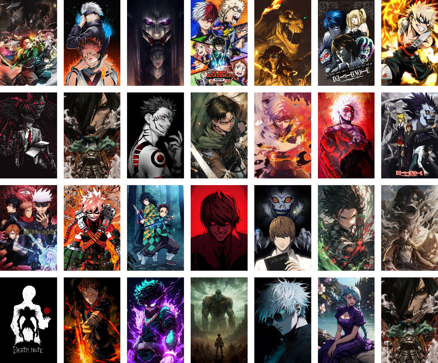 Image of Pack of 54 Anime Aesthetic Wall Collage Kit Posters | Posters for Wall Decoration | Wall Art For Bedroom, Office, Living room, Dorm room Photographic Paper