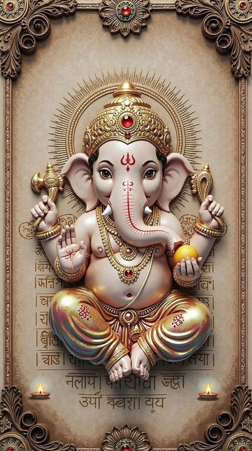 Ganesh Ji Poster on 300gsm Paper With Gloss Lamination (Unframed) With Double Side Tape Photographic Paper