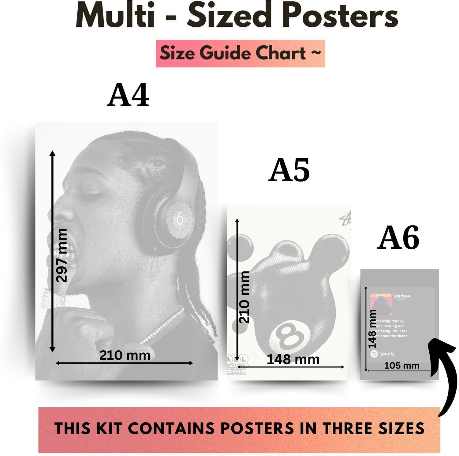 Image of Hip Hop Flo Wall Poster Kit- Set of 21 Multisized Posters (Four-A4, Eight-A5, Nine-A6) Paper Print