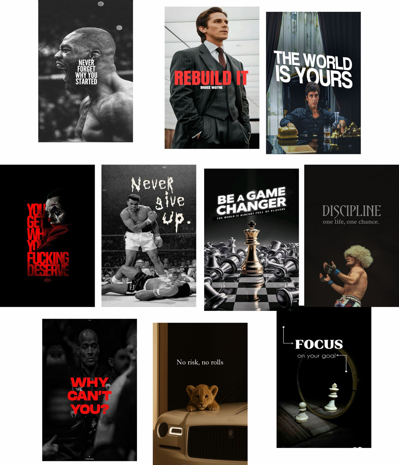 Image of Motivational Poster Set of 36 | 4x6 High-Quality Prints for Office, Gym, Study Room | Inspirational Wall Decor for Success & Focus Photographic Paper
