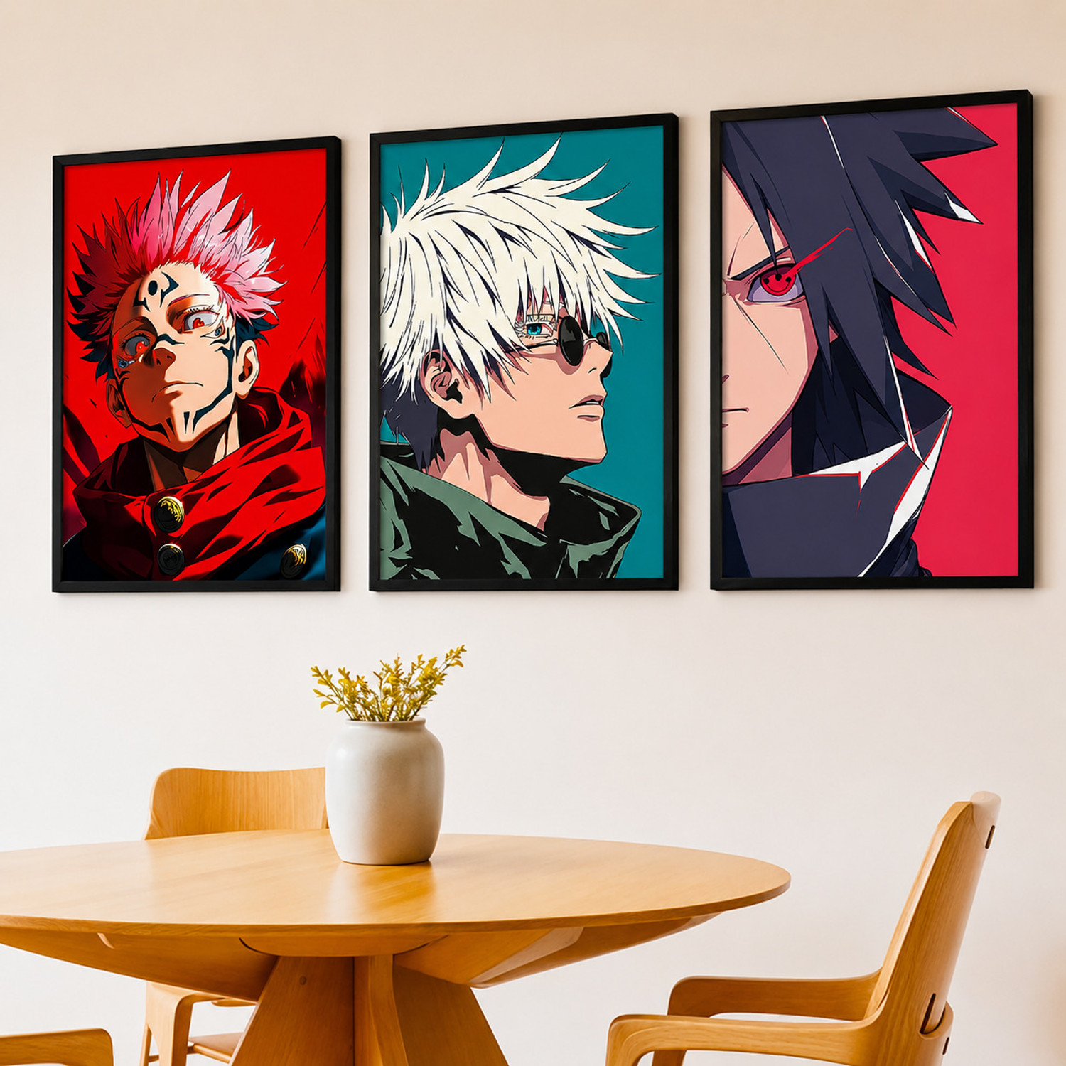 Image of Japanese Anime framed posters for wall decor for gaming room bedroom set of 3 Fine Art Print