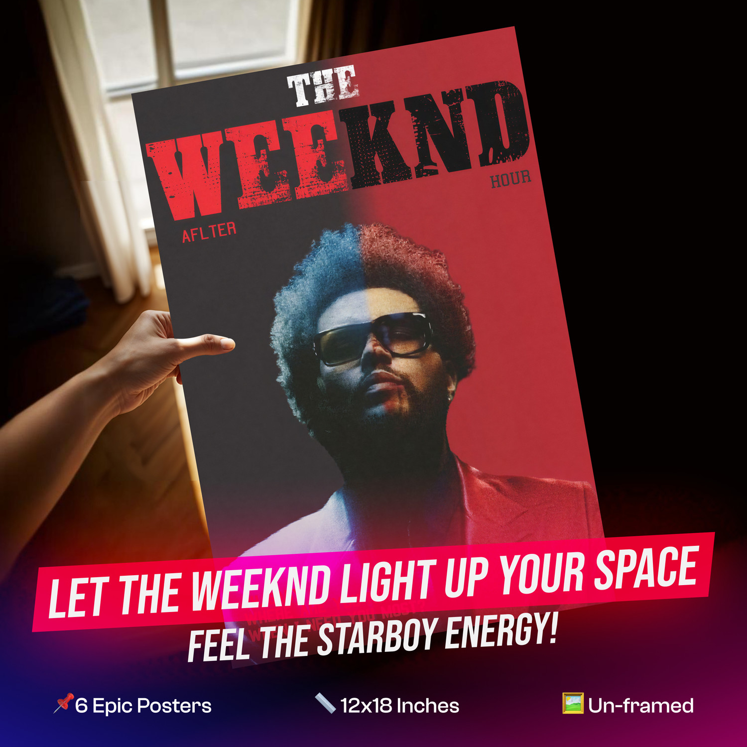 Image of The Weeknd Posters Set of 6 | 12x18 Inch Premium Wall Art Prints | 350 GSM Thick Paper | Unframed Aesthetic Room Decor for Bedroom, Living Room & Music Studio Fine Art Print