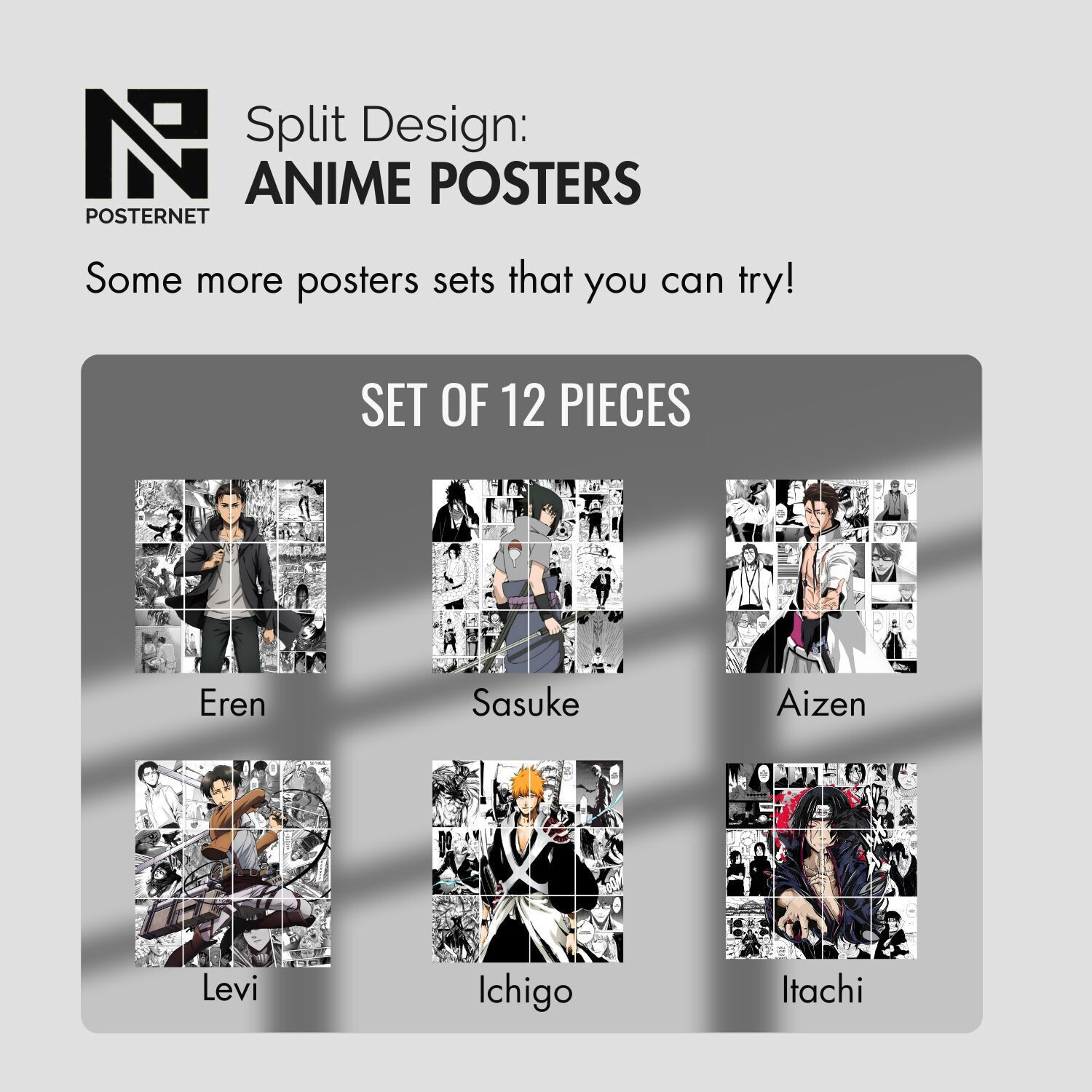 Image of Set of 12 Light Yagami manga kit wall decor 300 GSM hard poster Death Note posters Paper Print (11.7 inch X 8.3 inch) Photographic Paper Photographic Paper