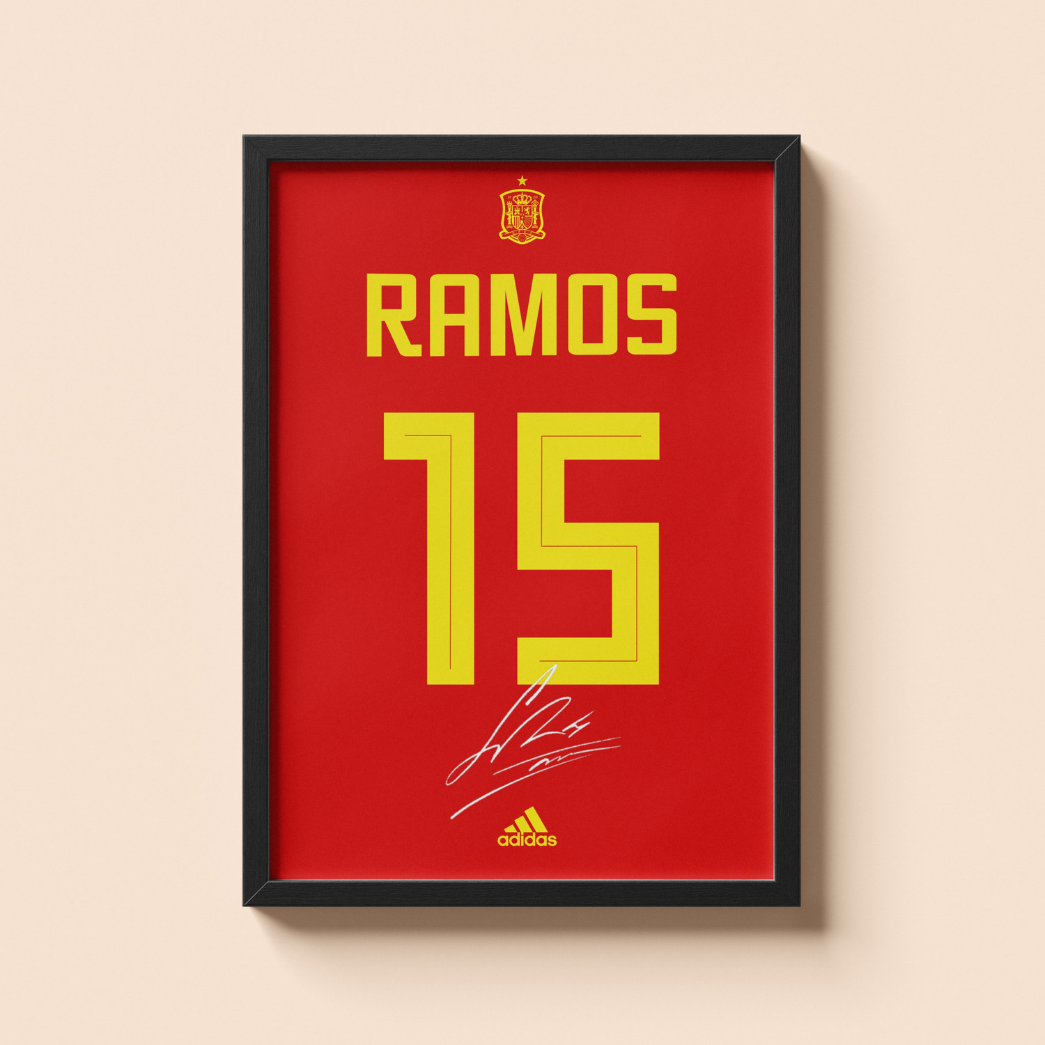 Image of Sergio Ramos Wall Poster Frames | 8x12 inch | World Cup special signed Jerseys Series | Hanging Wall Artwork Frames for Living Room, Bedroom, Office Photographic Paper