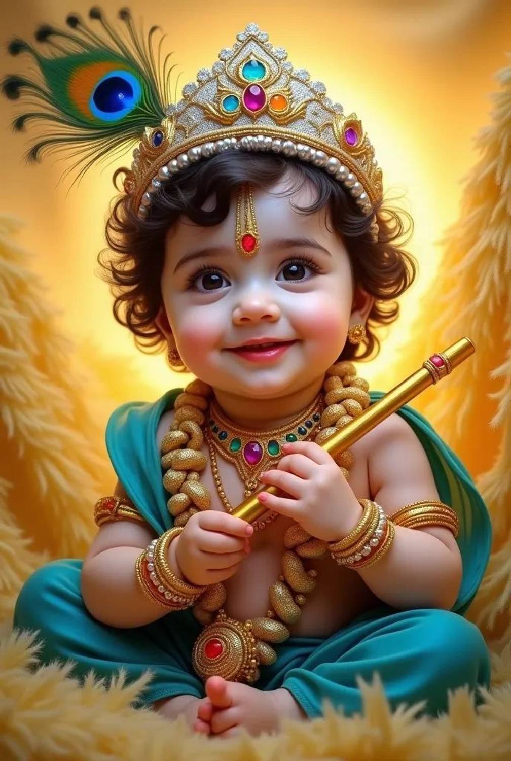 Lord Baby Krishna Poster Wall Sticker Without Frame Paper Print
