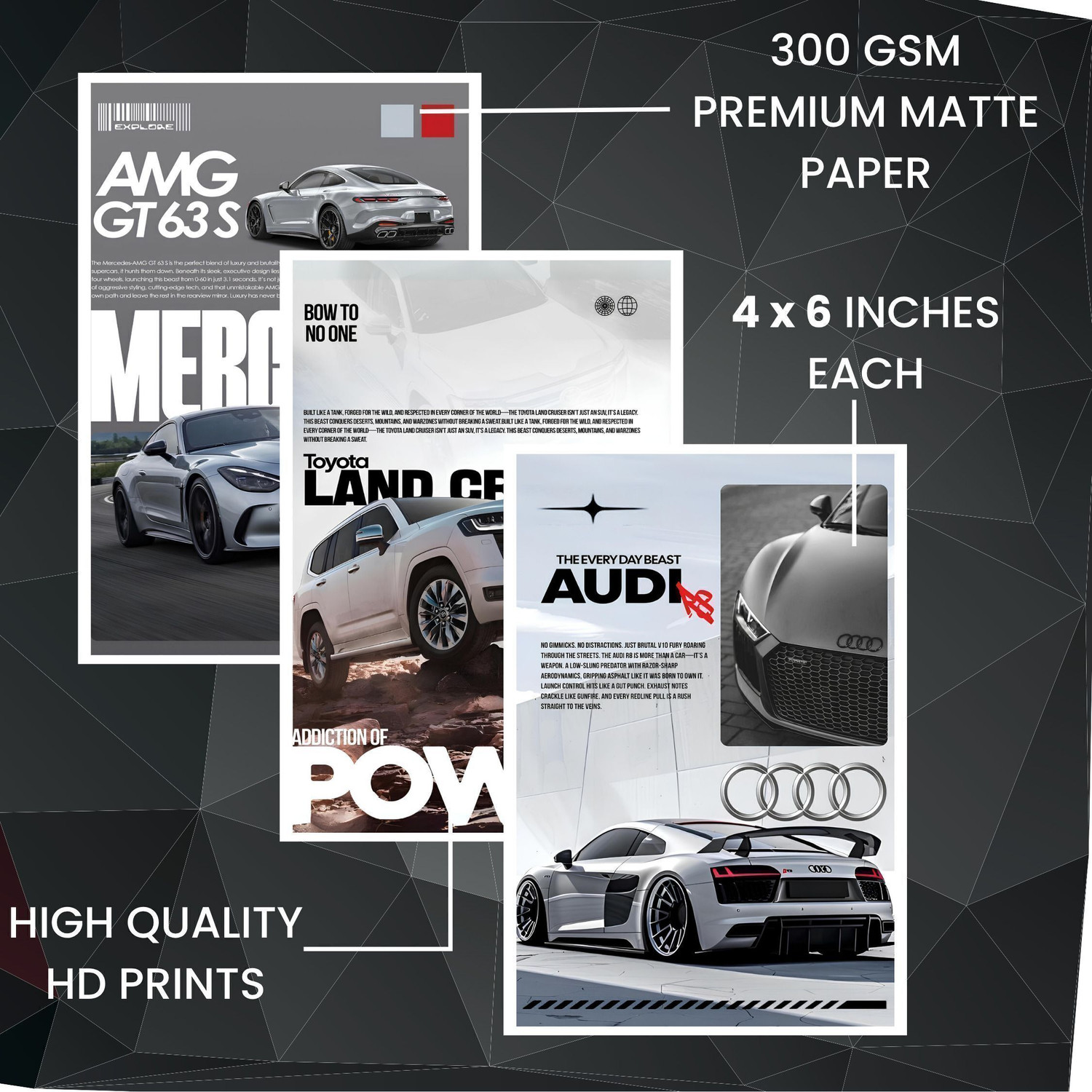 Image of Cars Poster Pack of 54 | 4x6 Inch Mini Posters | Sports Car, Vintage Car, Supercar & Classic Car Wall Decor | Aesthetic Room Decoration Paper Print