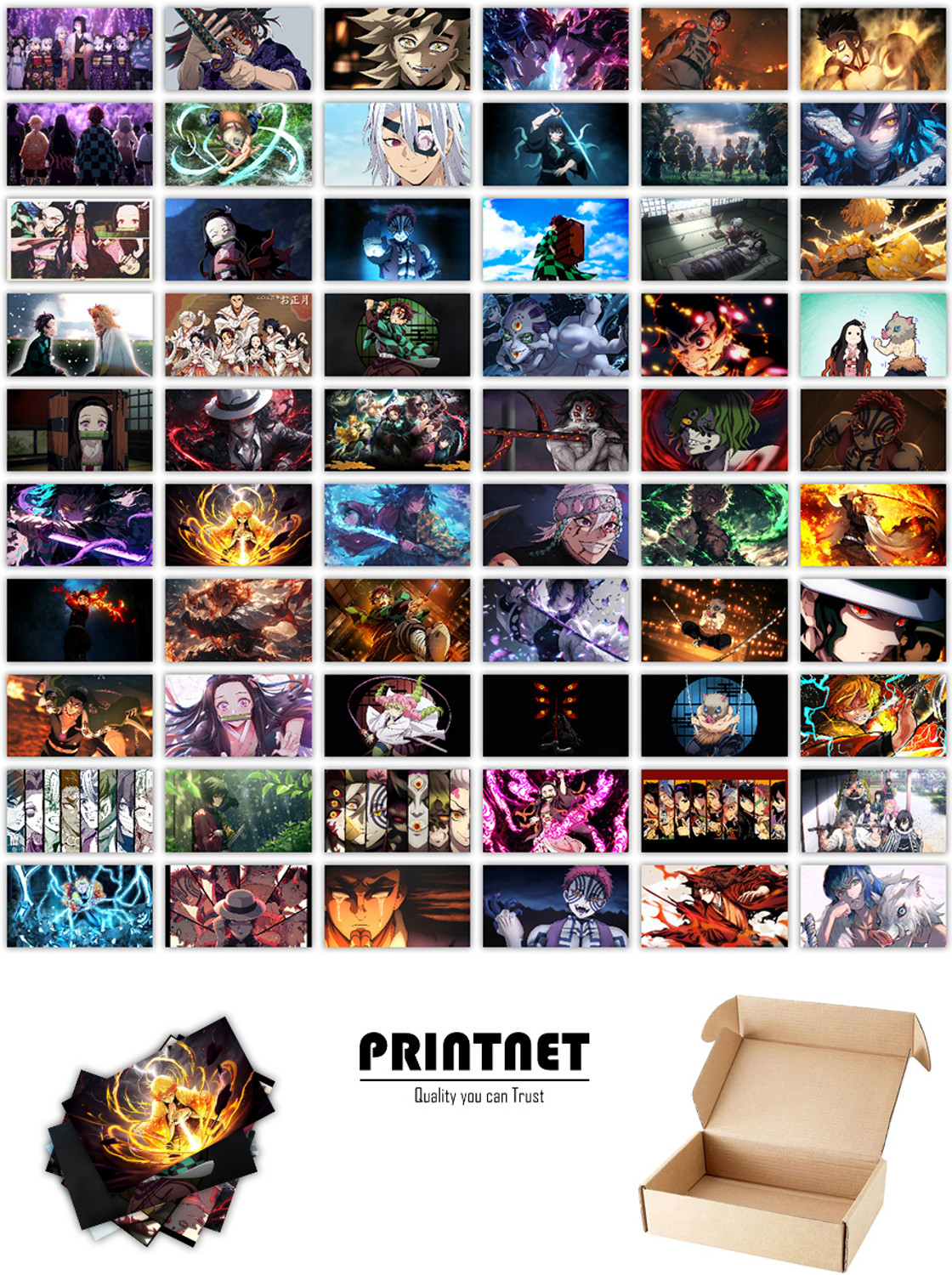 Image of Pack of 60 Demon Slayer: Kimetsu no Yaiba Anime Aesthetic Wall Collage kit Posters | Posters for Wall Decoration | Wall Art For Bedroom, Office, Living room, Dorm room Photographic Paper