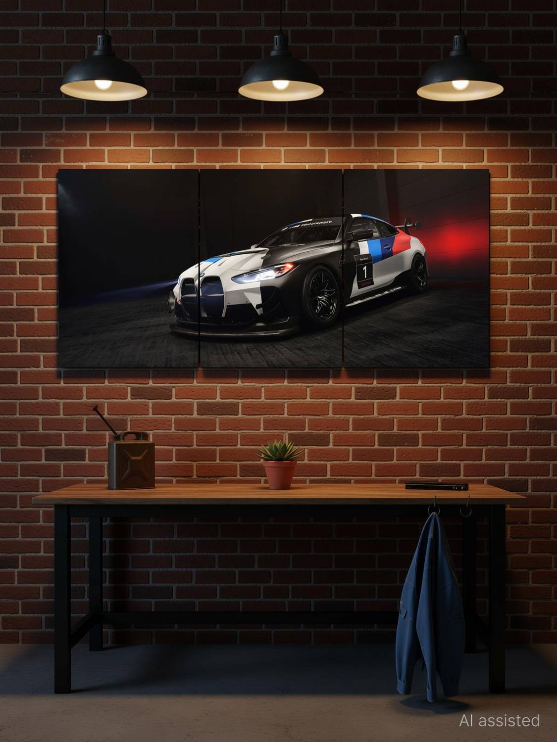 BMW M4 GT4 Split Wall Poster set of 3 | A4 size Poster for Room decor & Office wall decor art Photographic Paper