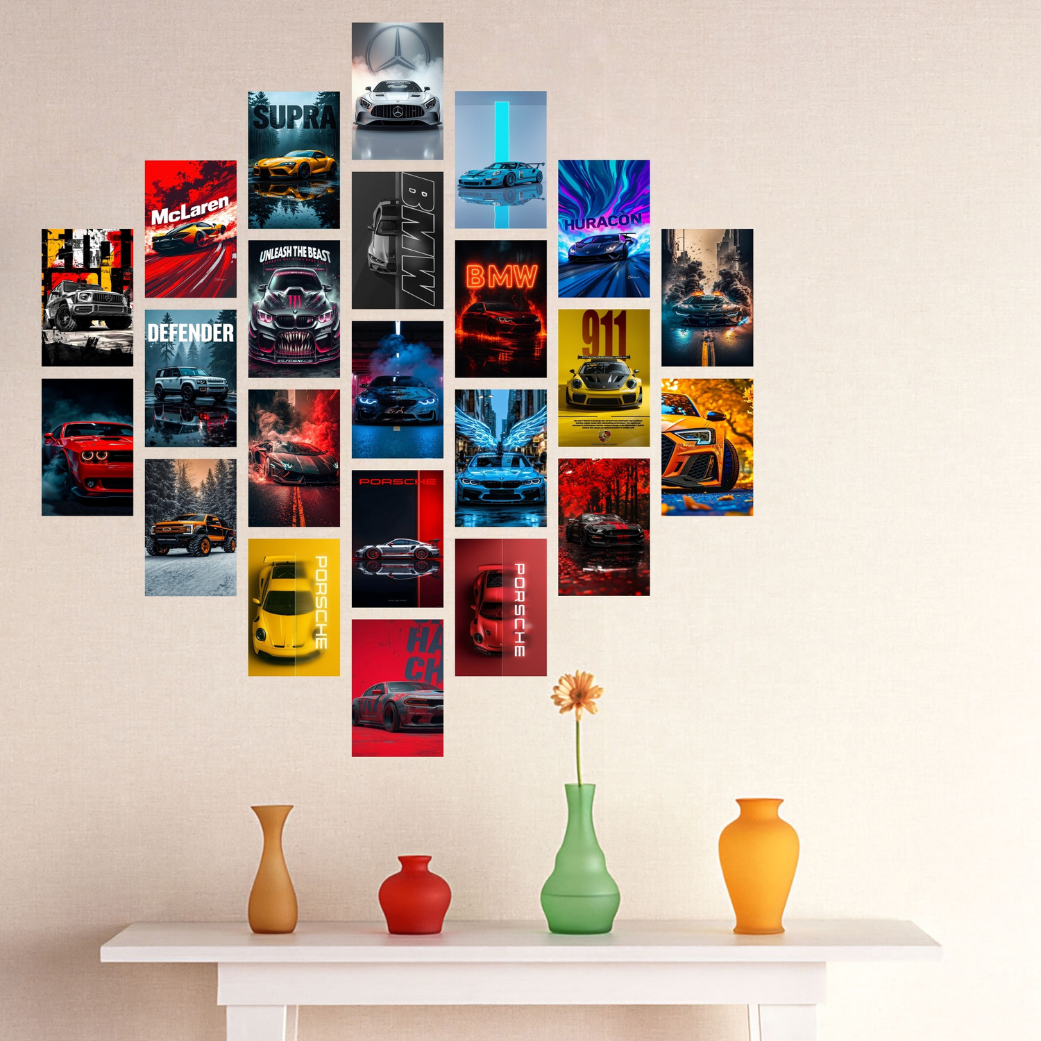 Image of Pack of 23 Car Wall Collage Kit Posters | Posters for Wall Decoration | Wall Art For Bedroom, Office, Living room, (6 inch X 4 inch) Photographic Paper