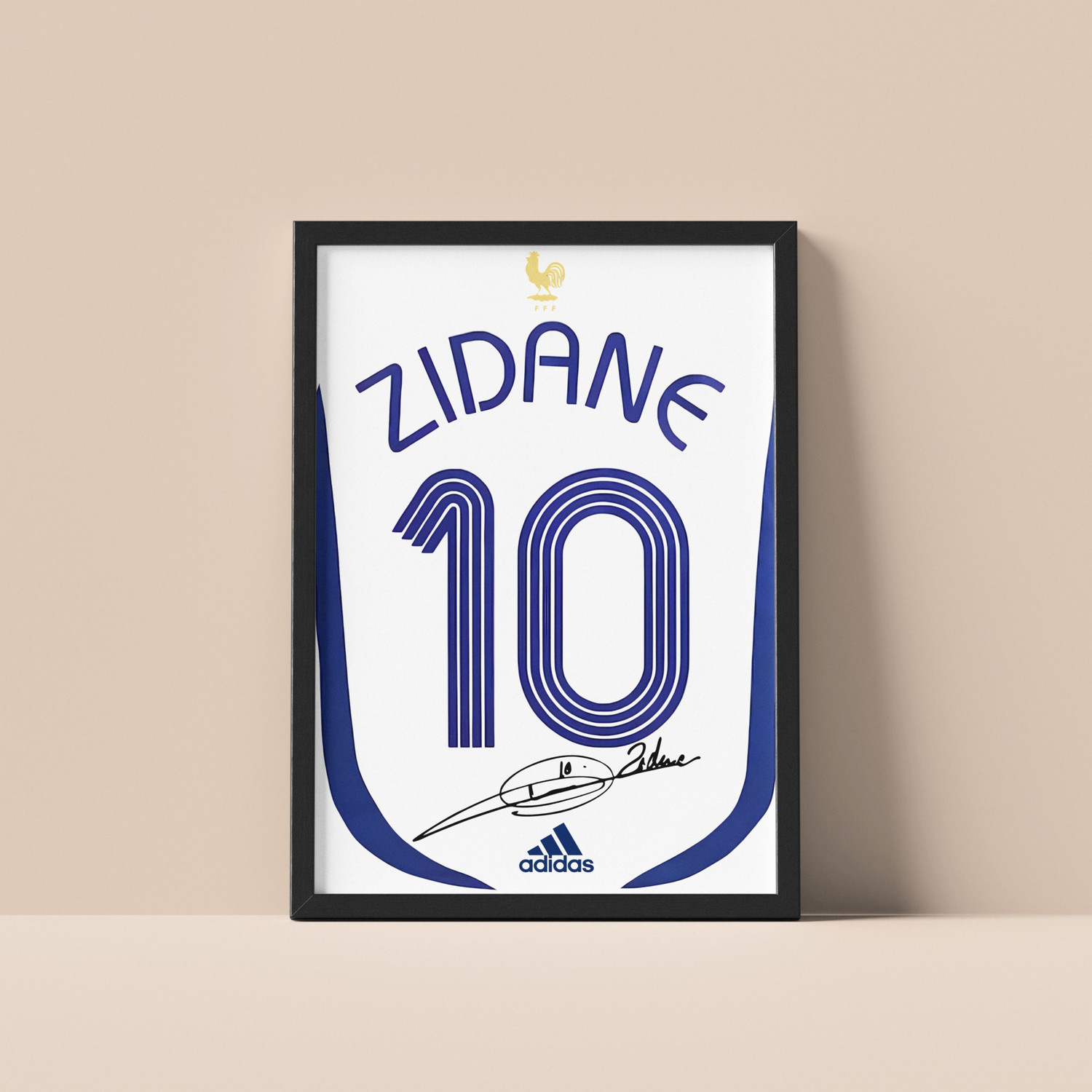 Image of Zinedine Zidane Wall Poster Frames | 8x12 inch | World Cup special signed Jerseys Series | Hanging Wall Artwork Frames for Living Room, Bedroom, Office Photographic Paper