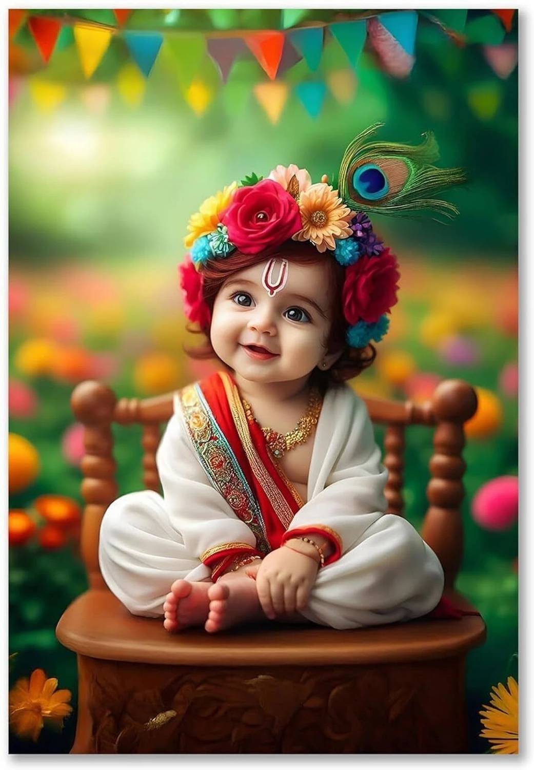 Cute Little Krishna Poster Wall Sticker Without Frame Paper Print