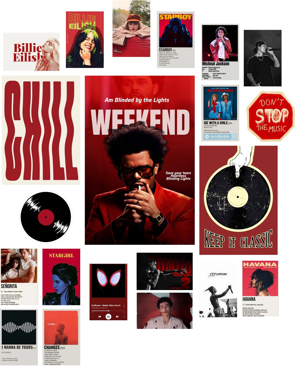 Image of 21 PCS Music Aesthetic Wall Poster Set | Mix Size | Album Cover Wall Collage Kit | Premium Bedroom Room Decor Photographic Paper