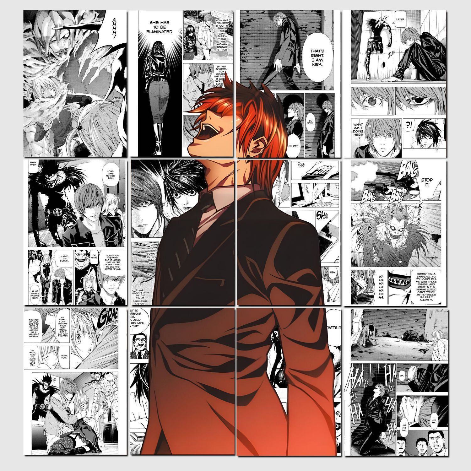Image of Set of 12 Light Yagami manga kit wall decor 300 GSM hard poster Death Note posters Paper Print (11.7 inch X 8.3 inch) Photographic Paper Photographic Paper