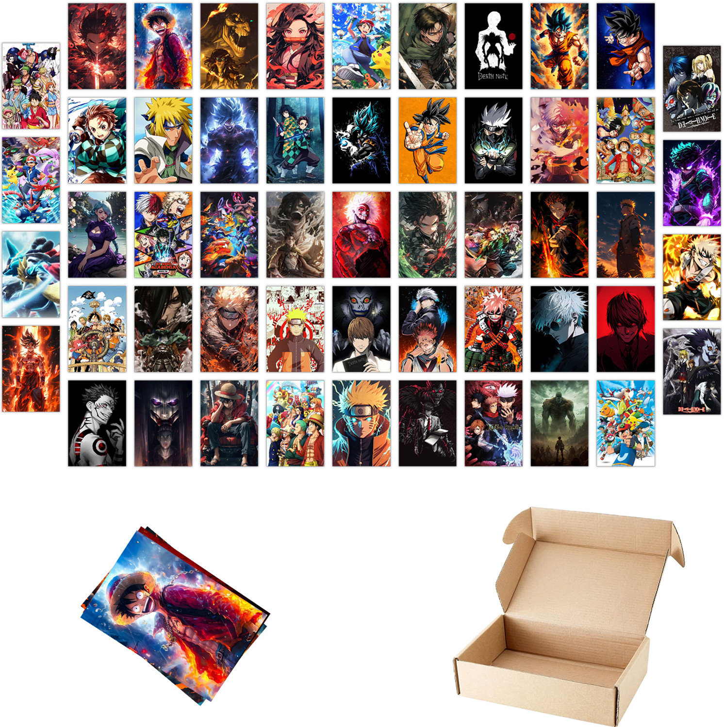 Image of Pack of 54 Anime Aesthetic Wall Collage Kit Posters | Posters for Wall Decoration | Wall Art For Bedroom, Office, Living room, Dorm room Photographic Paper