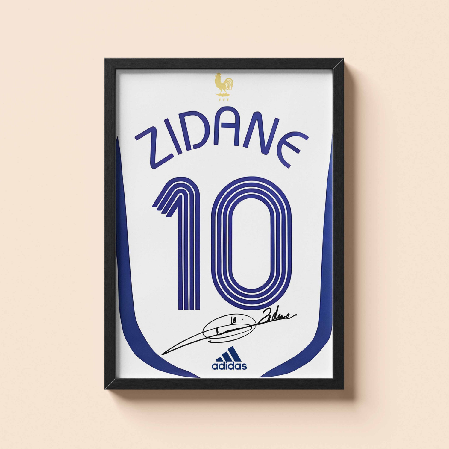 Image of Zinedine Zidane Wall Poster Frames | 8x12 inch | World Cup special signed Jerseys Series | Hanging Wall Artwork Frames for Living Room, Bedroom, Office Photographic Paper
