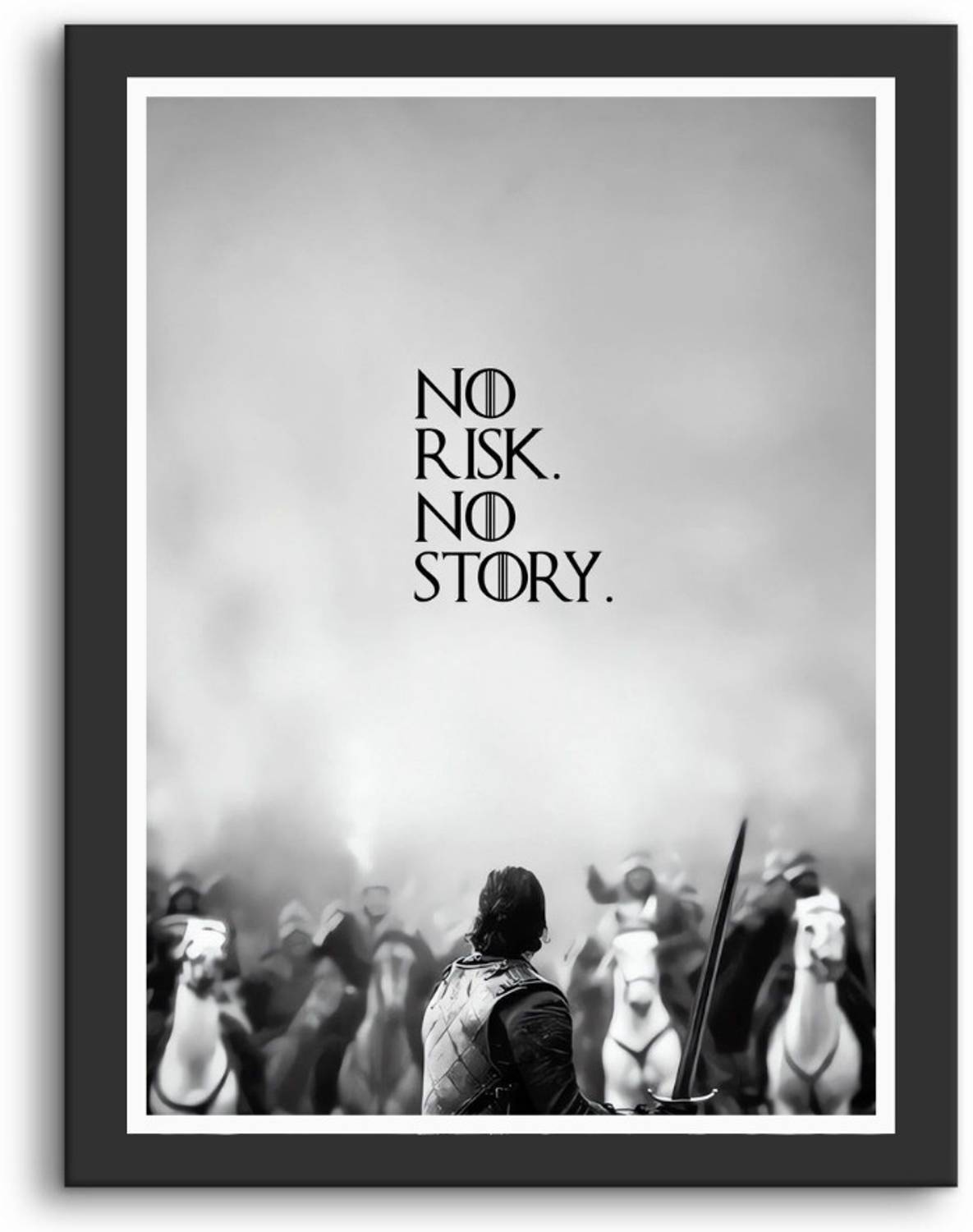 Aanchal World Motivational Quote Photo Frame | "No Risk No Story" Wall Art Poster | Black Frame | Home & Office Wall Decor | Size 11x14 Inch Photographic Paper