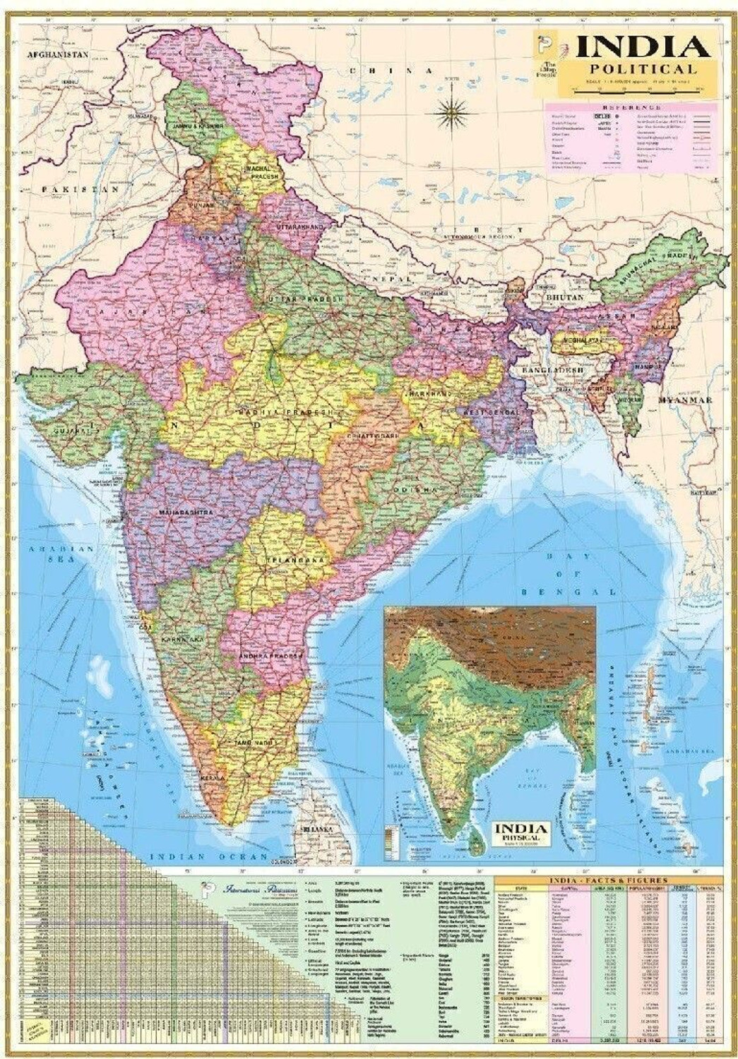 Image of (Pack of 2) INDIA & WORLD Political Map (Both Map Size 100x70 Centimeter) In India Map Mention Distance Between Major Cities and Highway, Rivers, Peaks, Capital, Area, Density, Literacy of States Etc. For UPSC, SSC, PCS, Railway and Other Competitive Exams Map - 1 January 2020 Paper Print